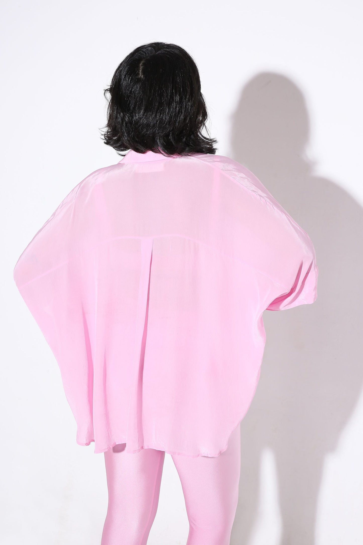 Relaxed fit Long Shirt and Flared Shorts Solid Color-Coord Set - Monokrom