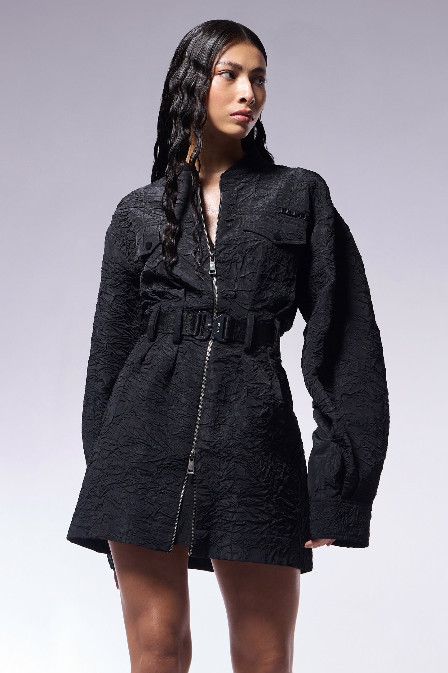 CHARCOAL BLACK TRUCKER DRESS