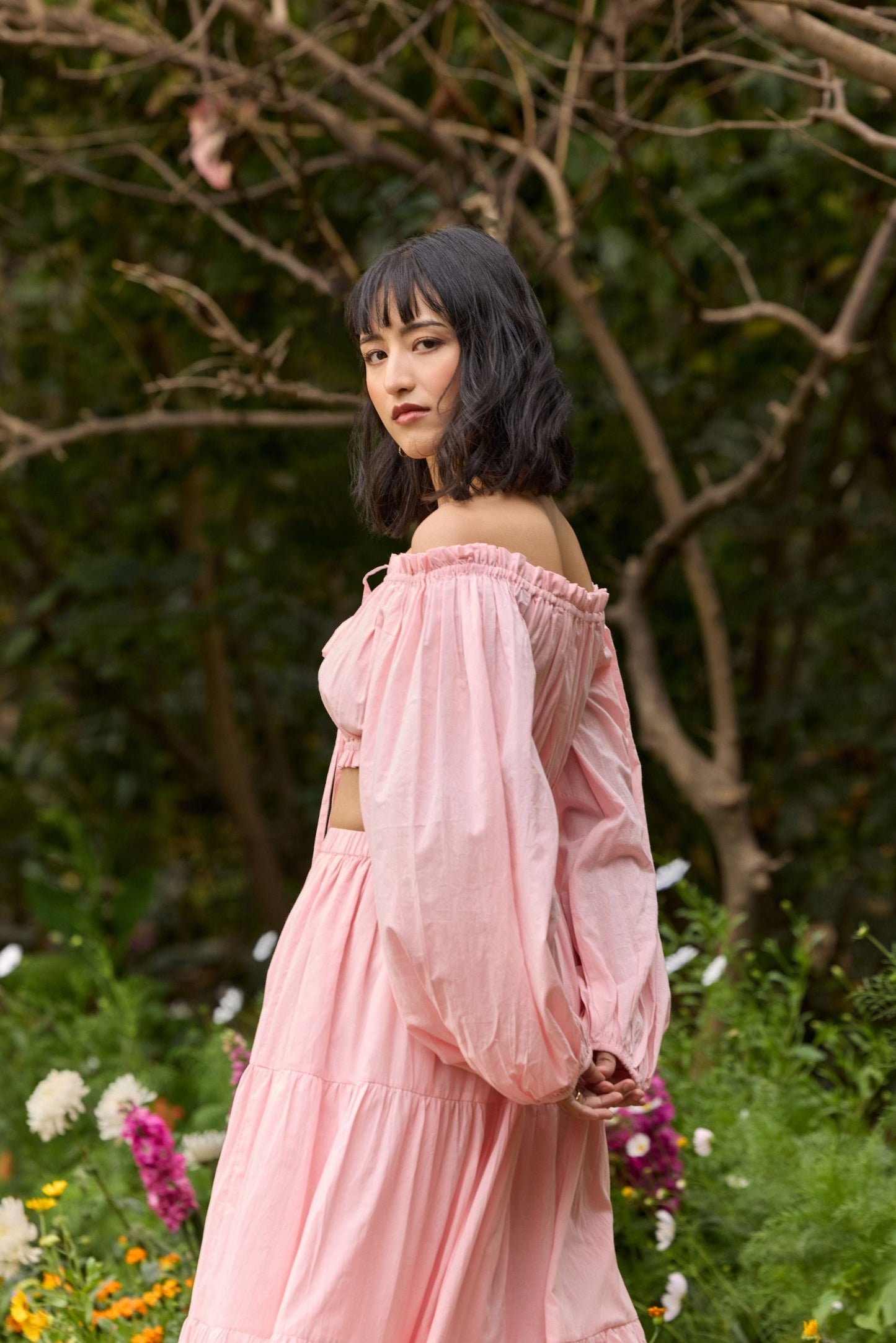 Pink Off-Shoulder Co-ord Set