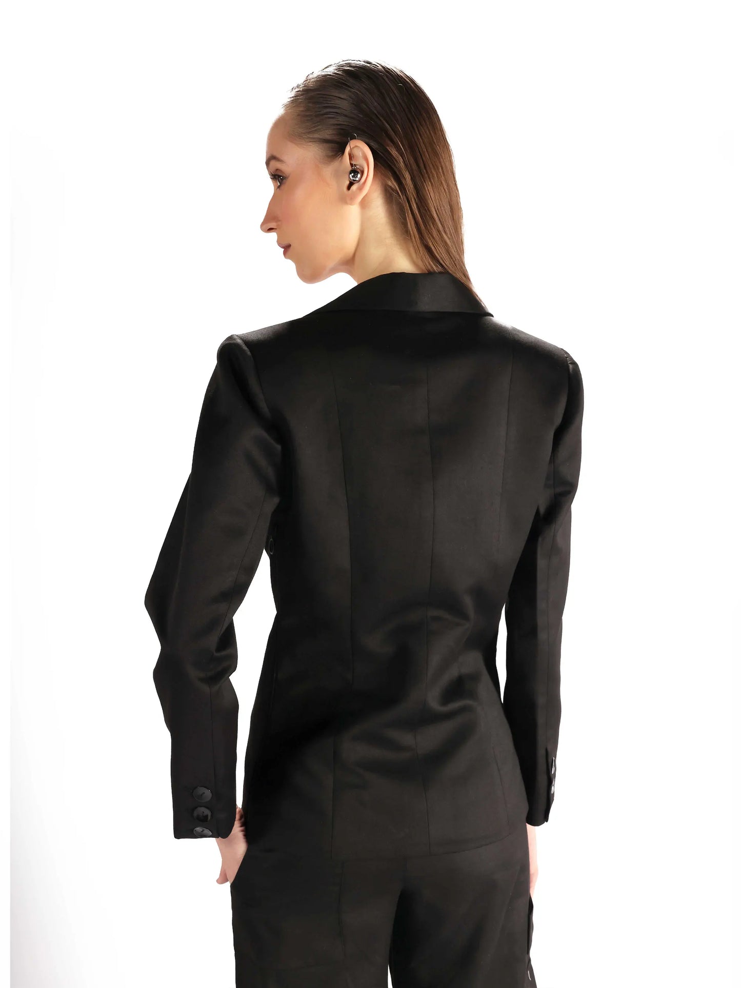 Black Cowl Lapel Blazer
