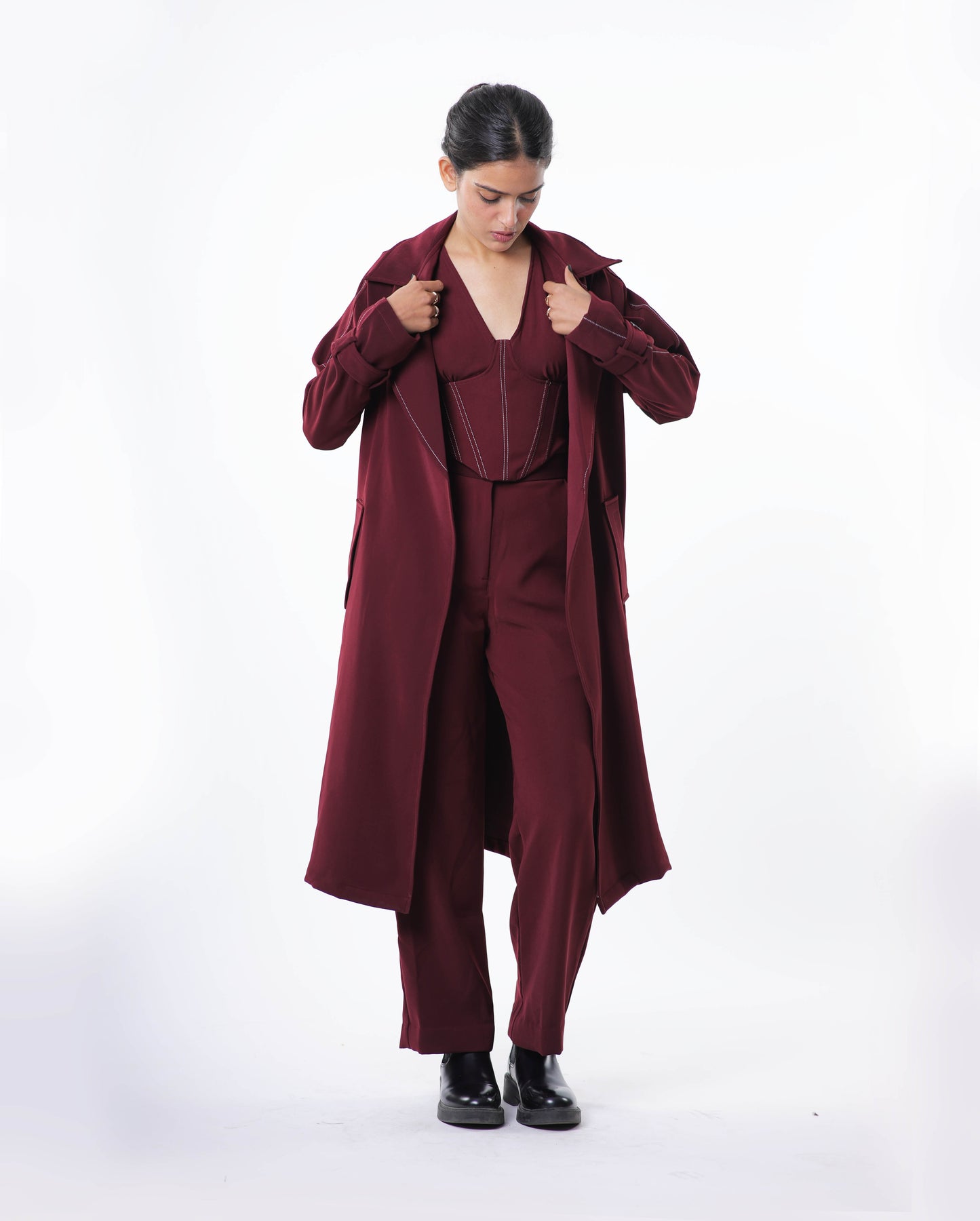 AFFAIR CORSET CO-ORD SET + TRENCH COAT
