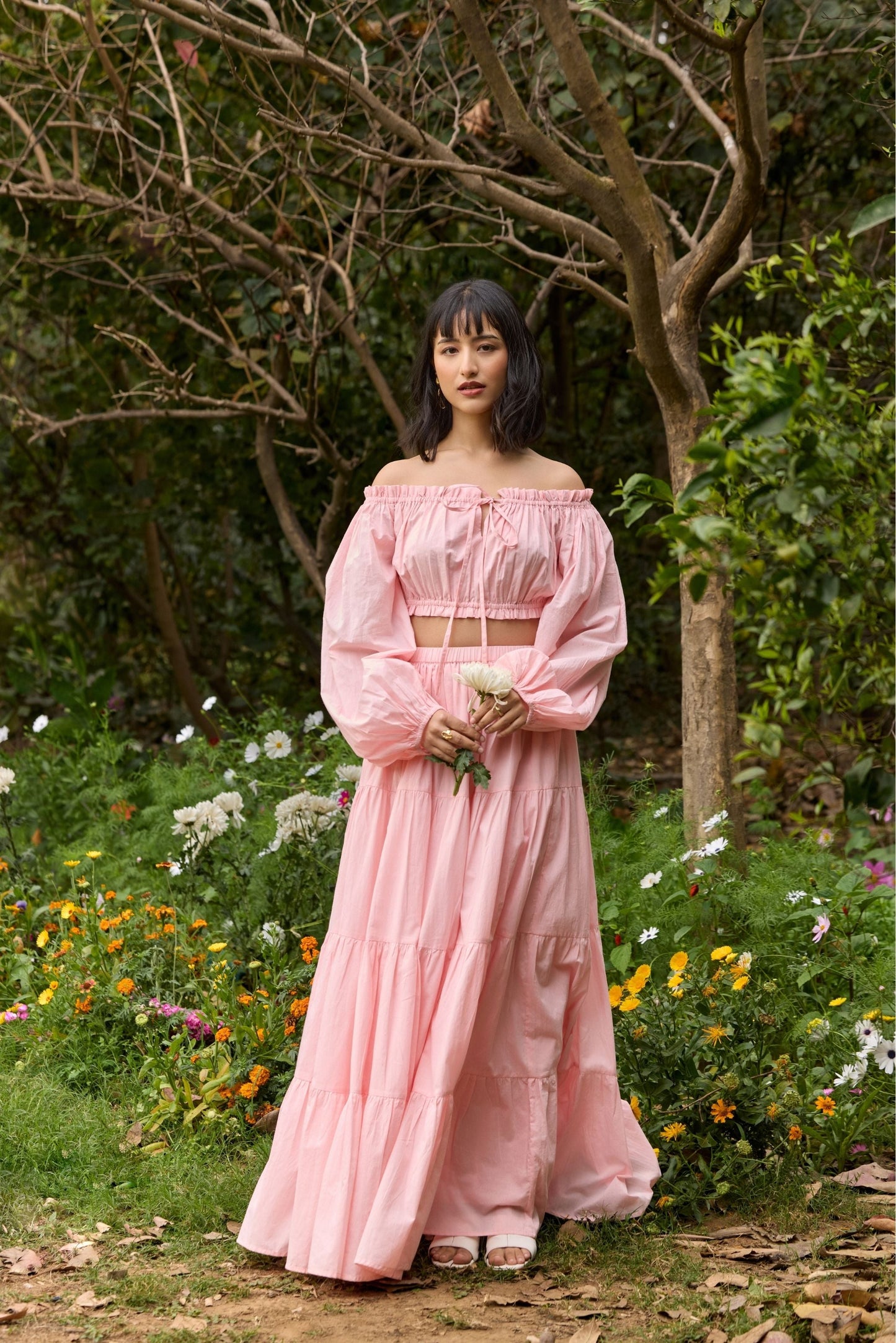 Pink Off-Shoulder Co-ord Set