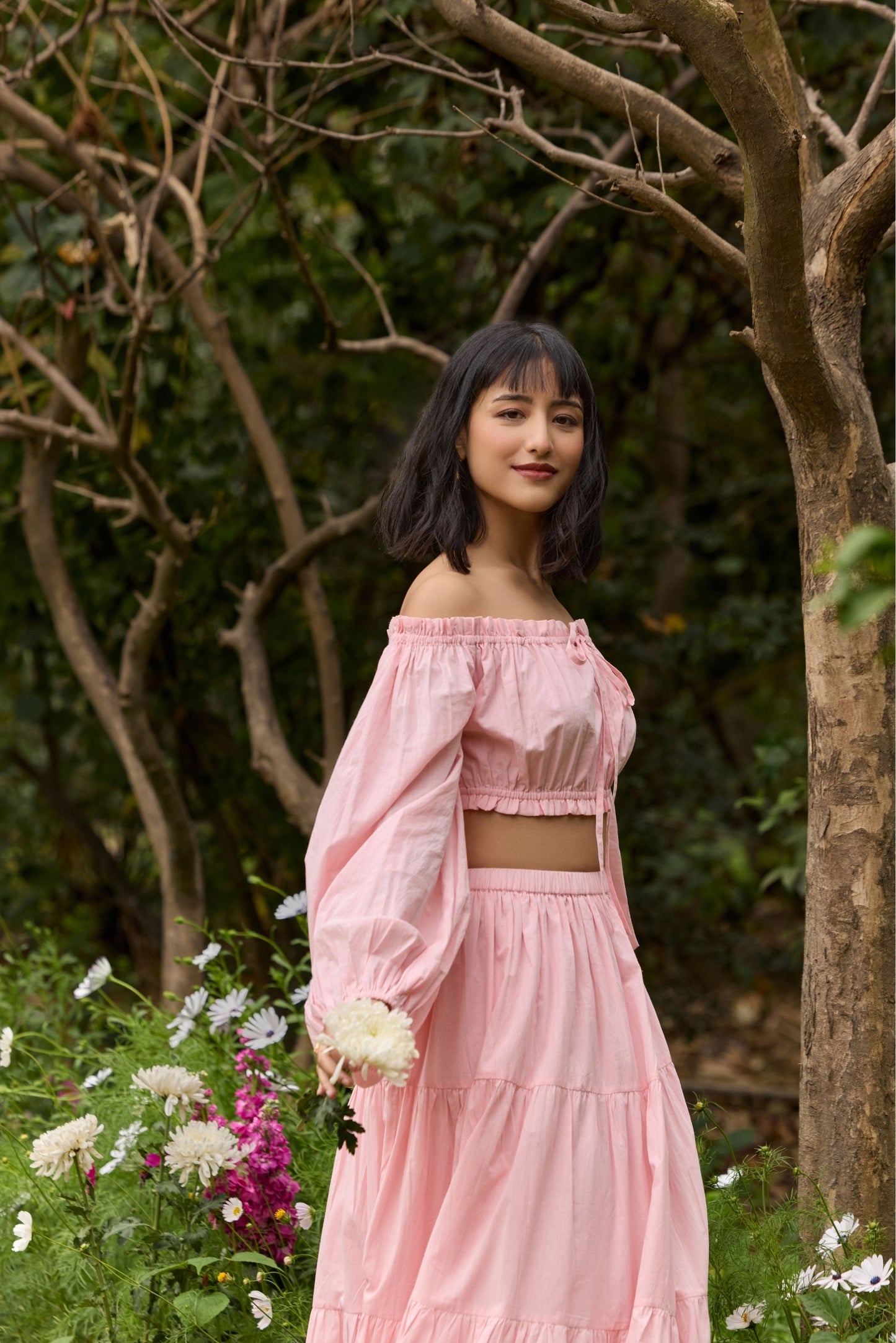 Pink Off-Shoulder Co-ord Set