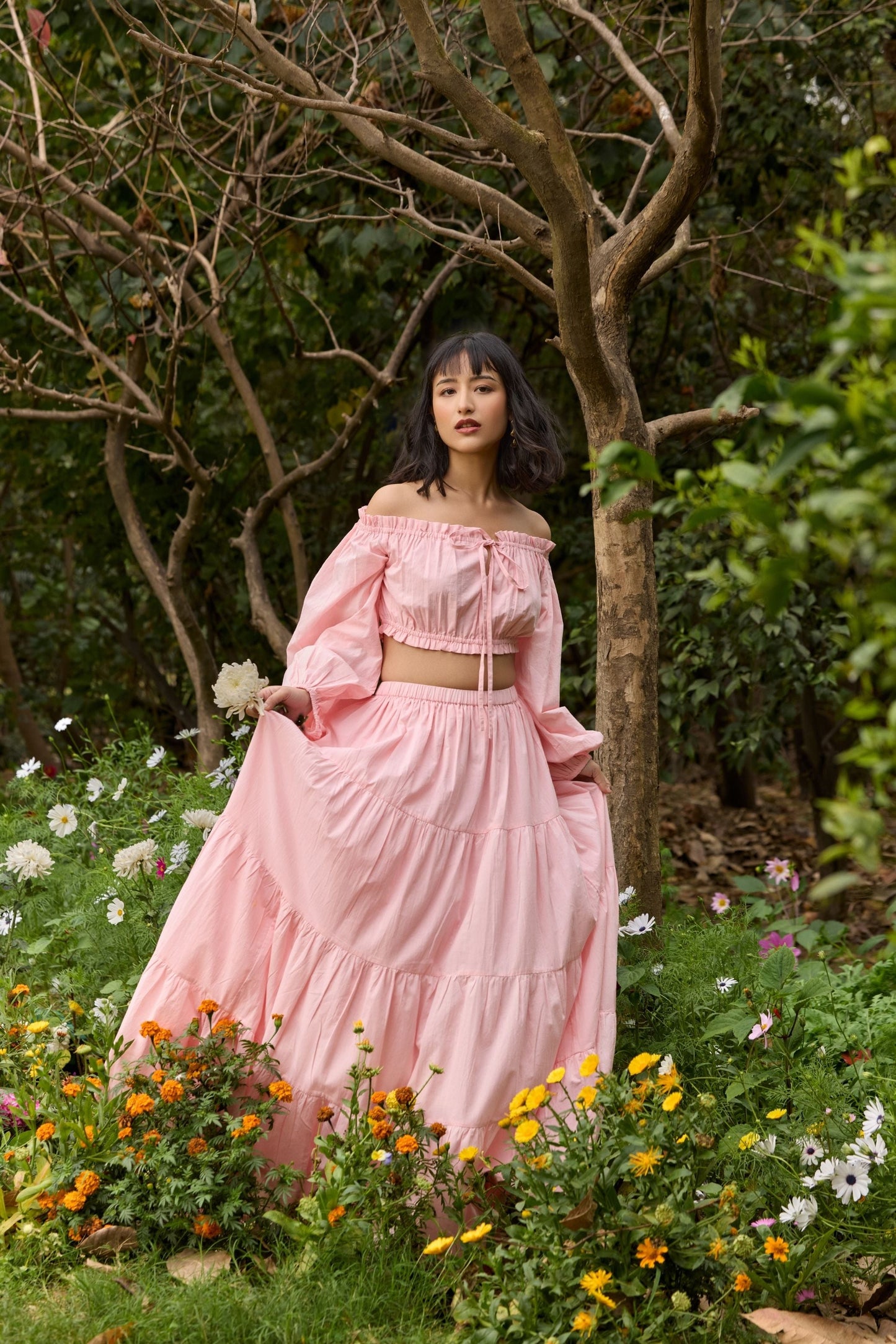 Pink Off-Shoulder Co-ord Set