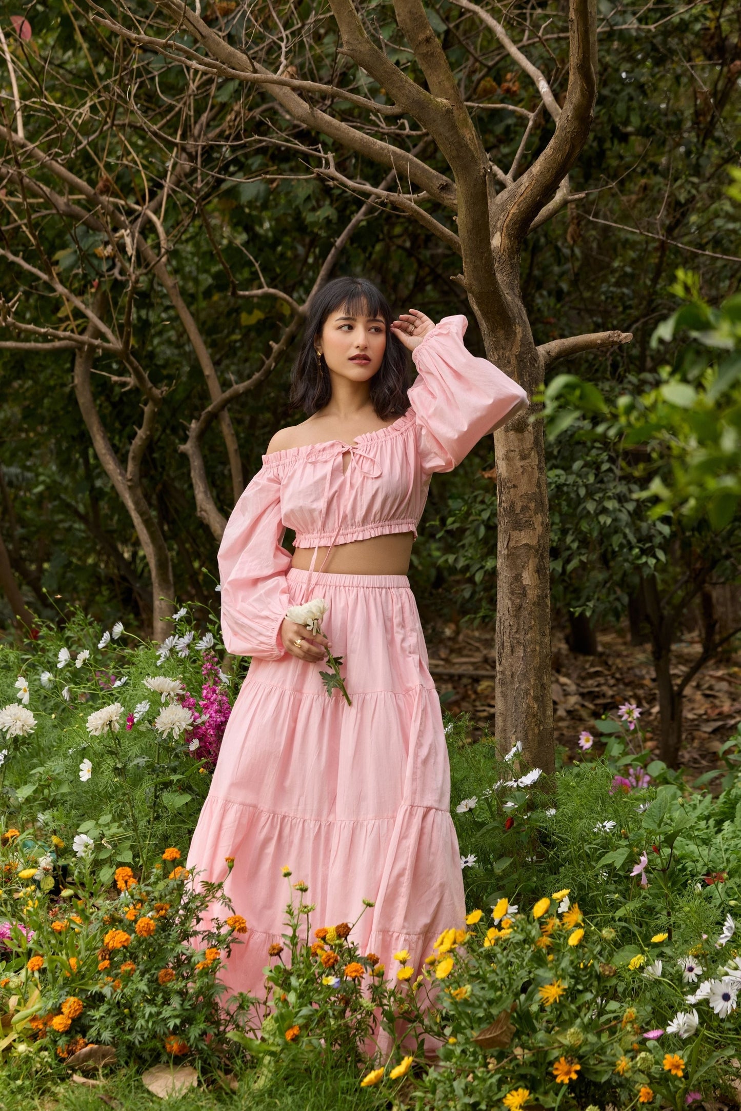 Pink Off-Shoulder Co-ord Set