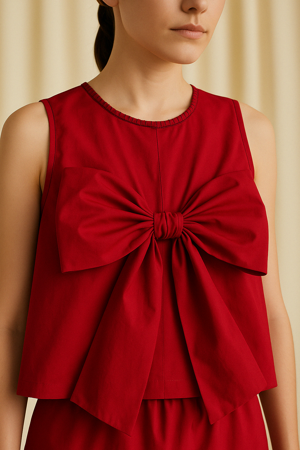 Crimson Tied Bow Knot Top
