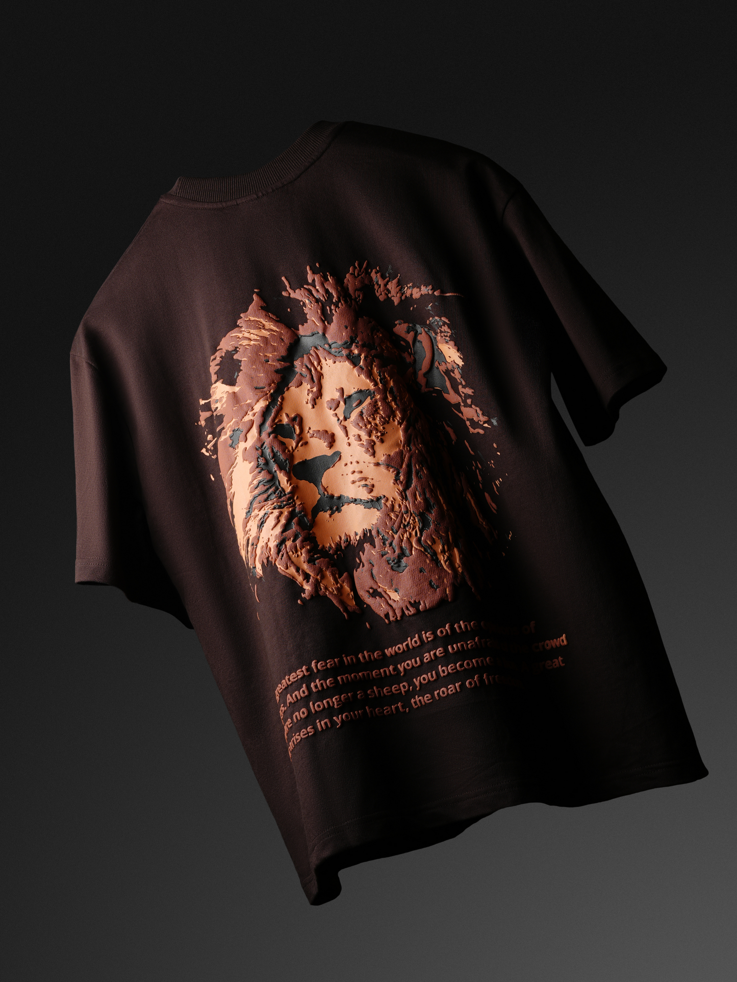 Unisex Lion Designed Brown T-shirt