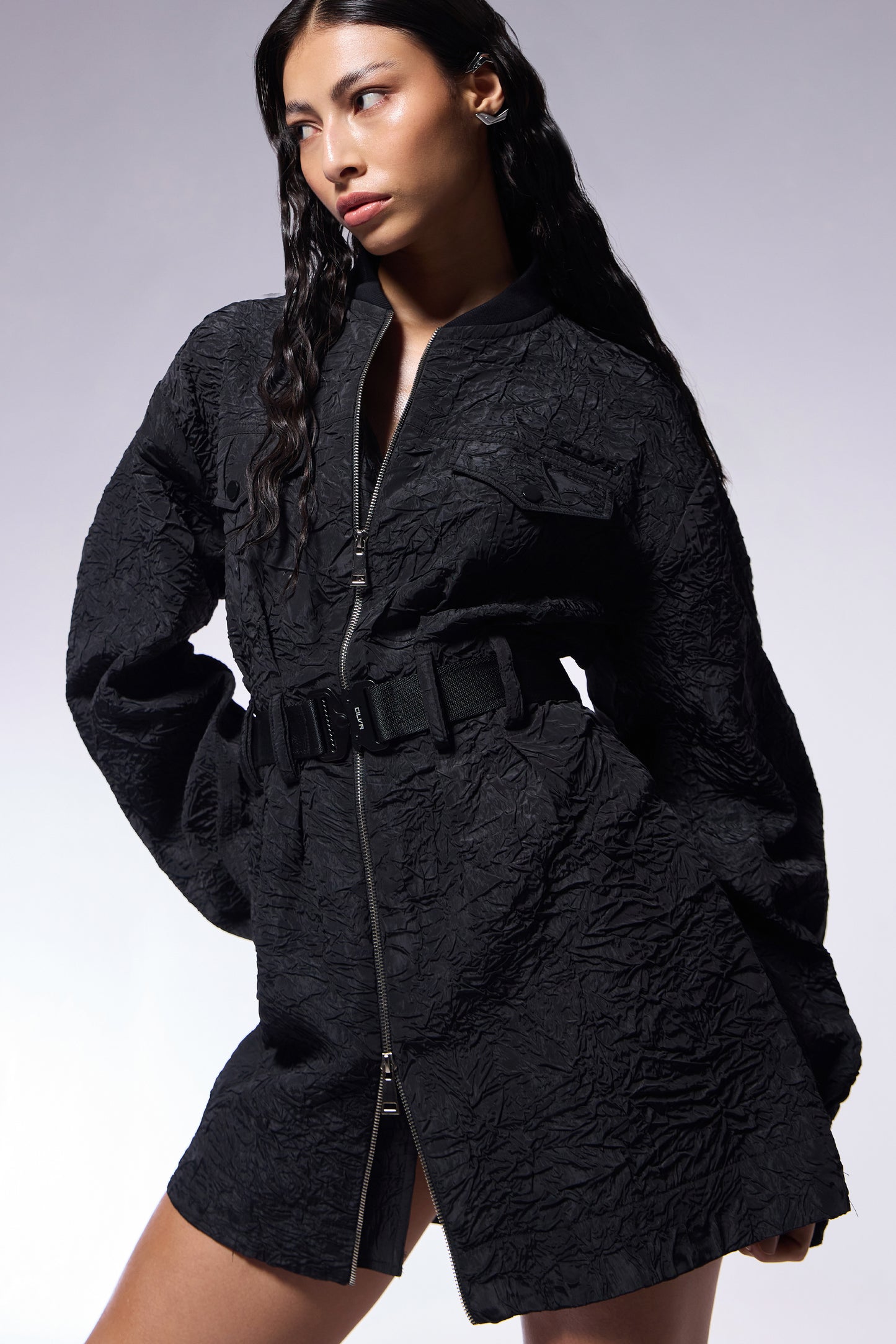 CHARCOAL BLACK TRUCKER DRESS