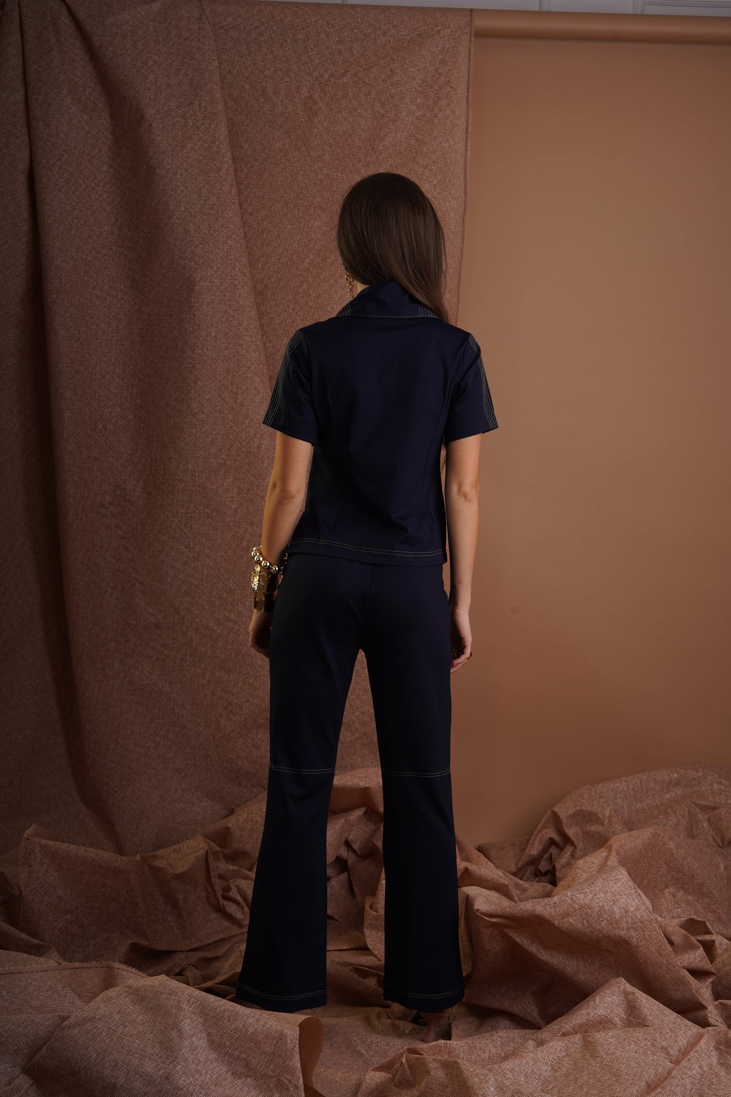THE KNITTER BELTER COORD SET(NAVY KNIT)