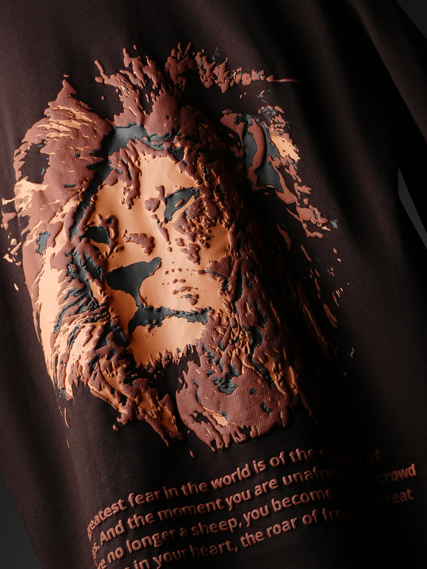 Unisex Lion Designed Brown T-shirt