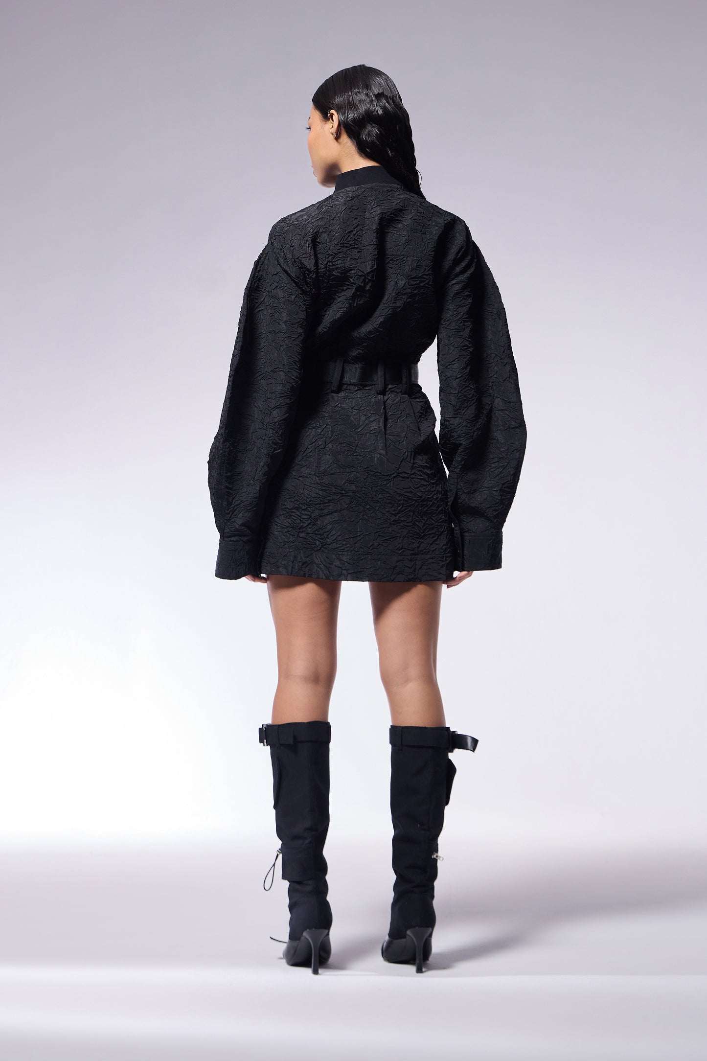 CHARCOAL BLACK TRUCKER DRESS