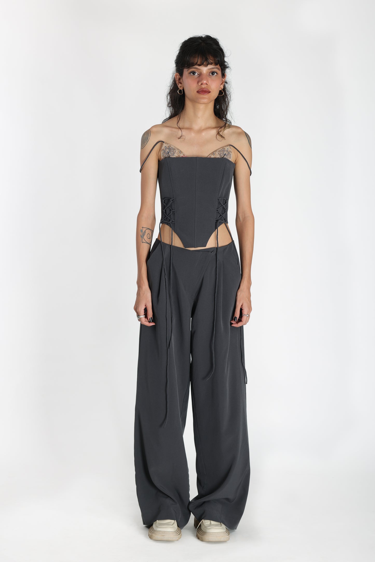 BUNNY EARS CORSET TOP PAIRED UP WITH ANGLE FLY PANTS