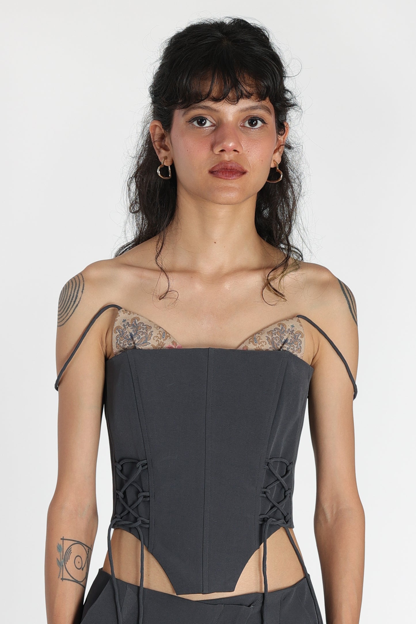 BUNNY EARS CORSET TOP PAIRED UP WITH ANGLE FLY PANTS