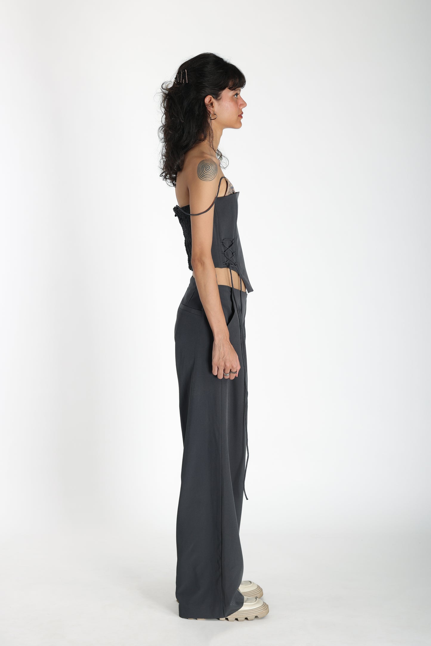 BUNNY EARS CORSET TOP PAIRED UP WITH ANGLE FLY PANTS