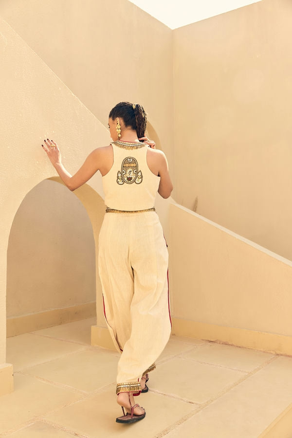 KHADI WAIST COAT WITH KHADI HERAM PANTS