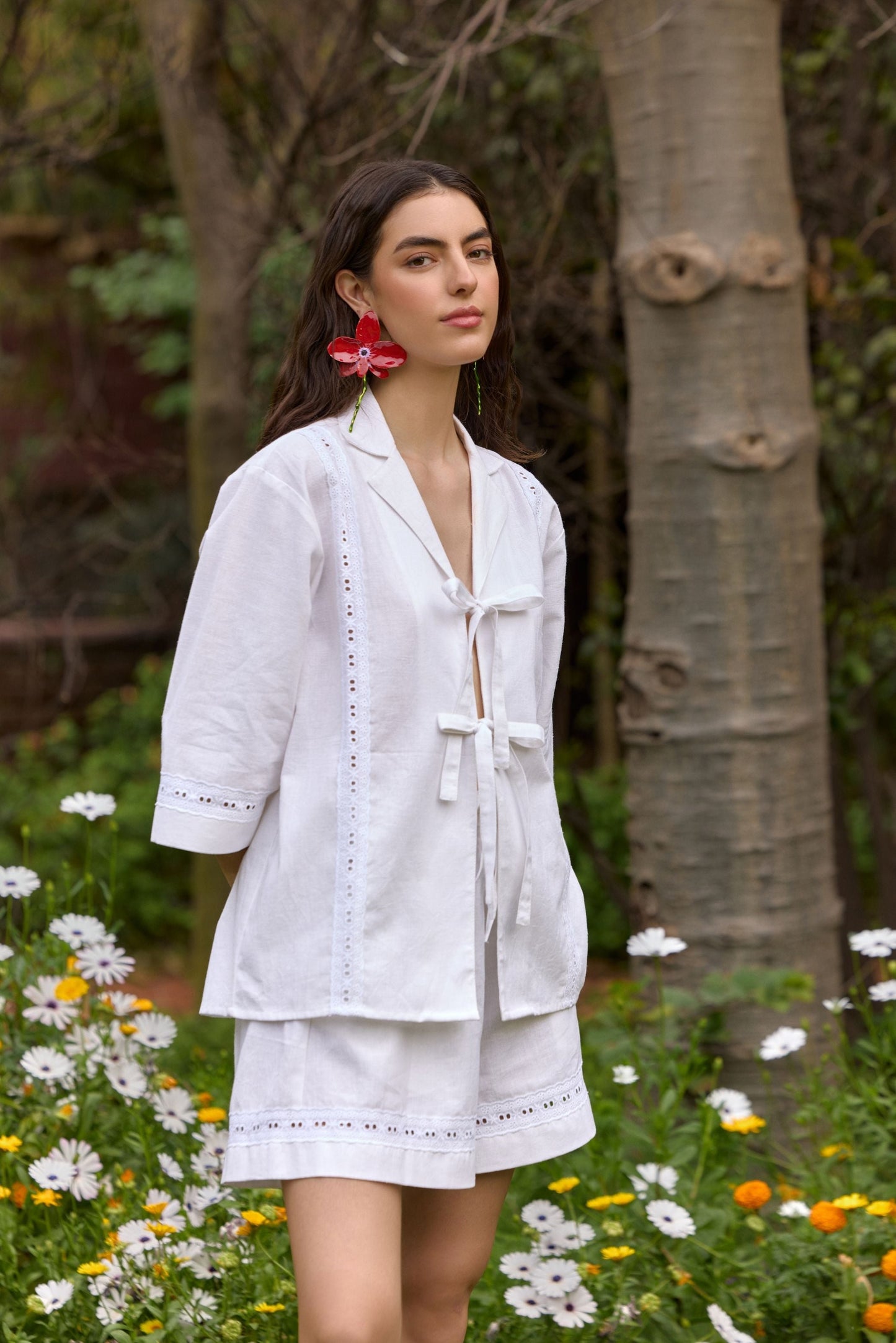 White Cotton Eyelet Co-ord Set
