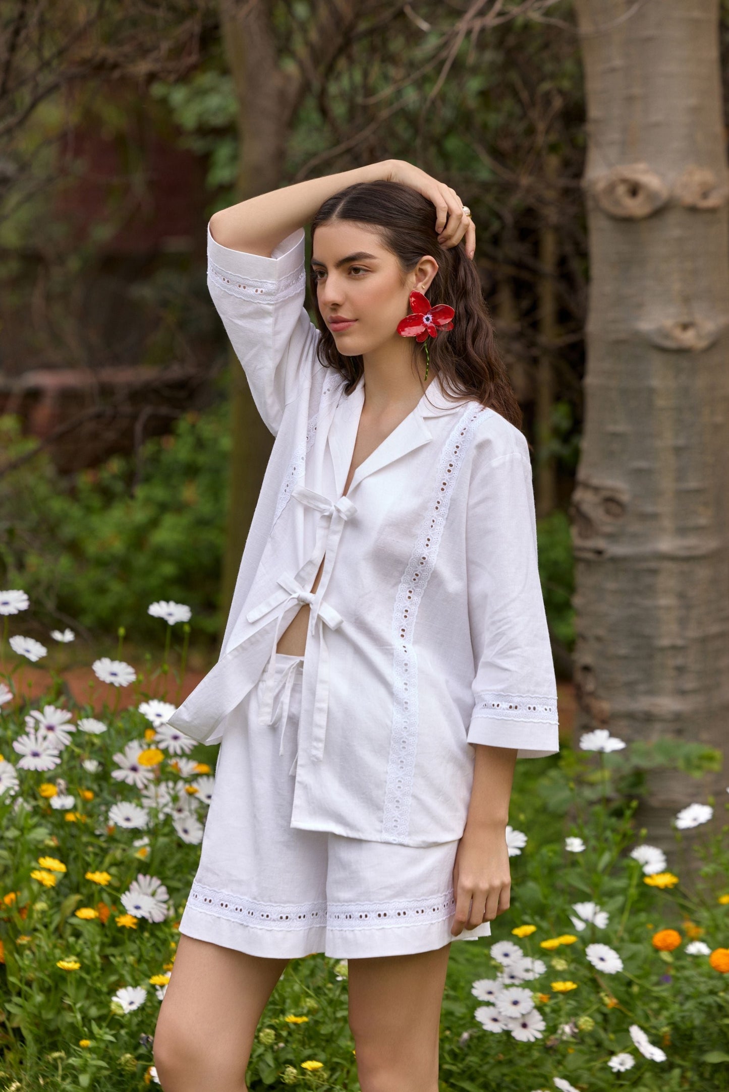 White Cotton Eyelet Co-ord Set