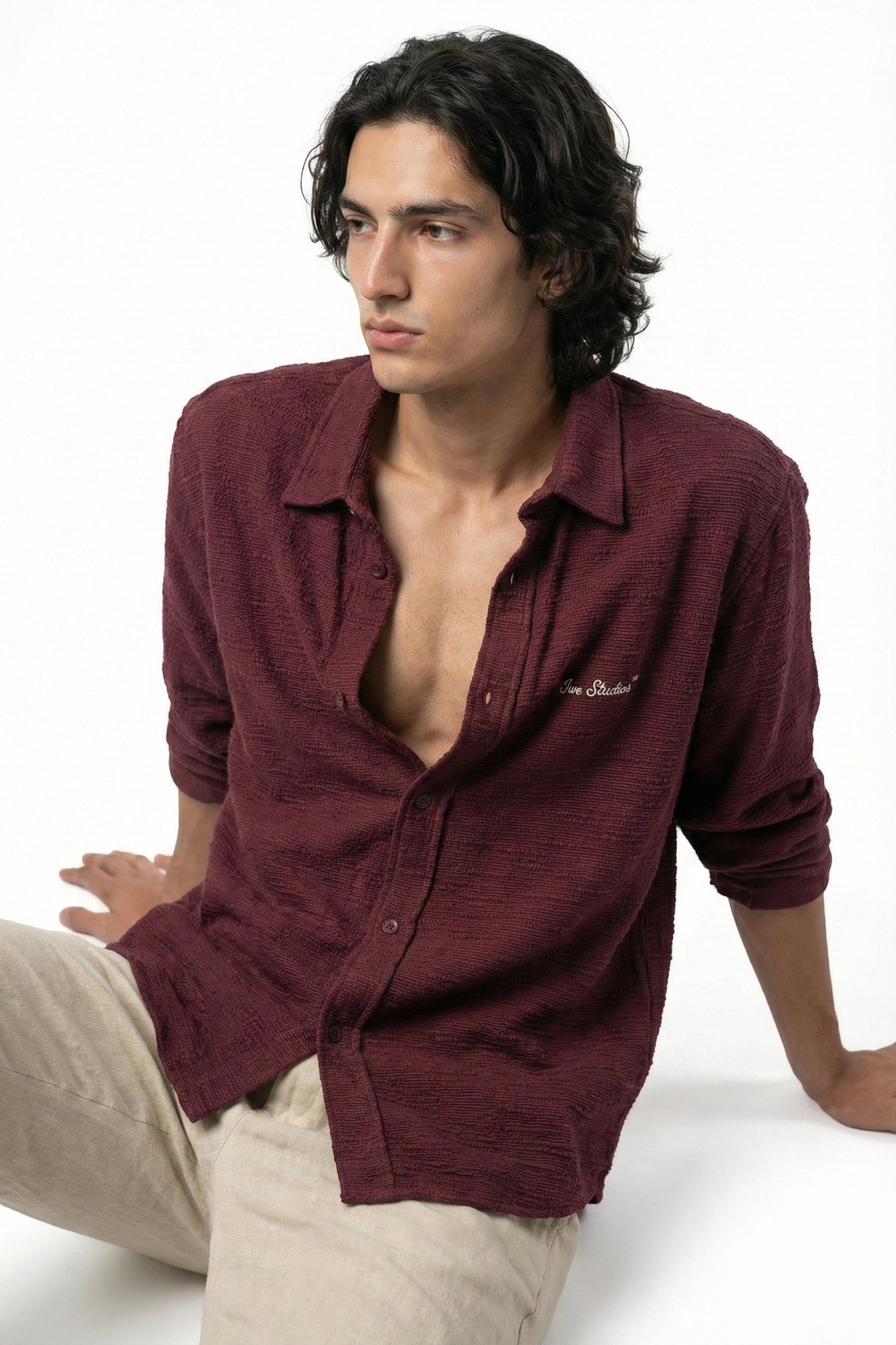 Wine Heavyweight Textured Shirt