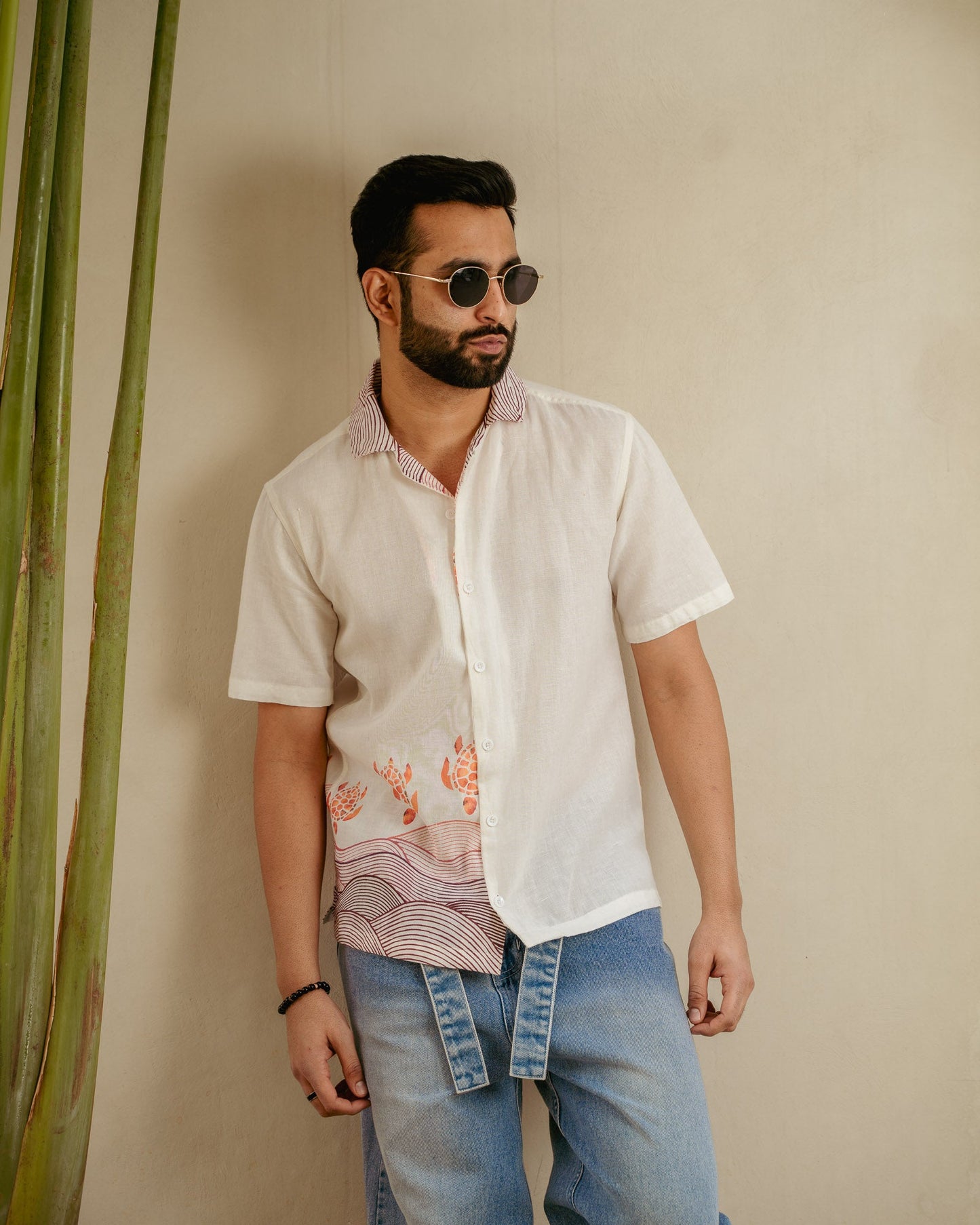 Block Turtle Flirt Side Patch Linen Shirt