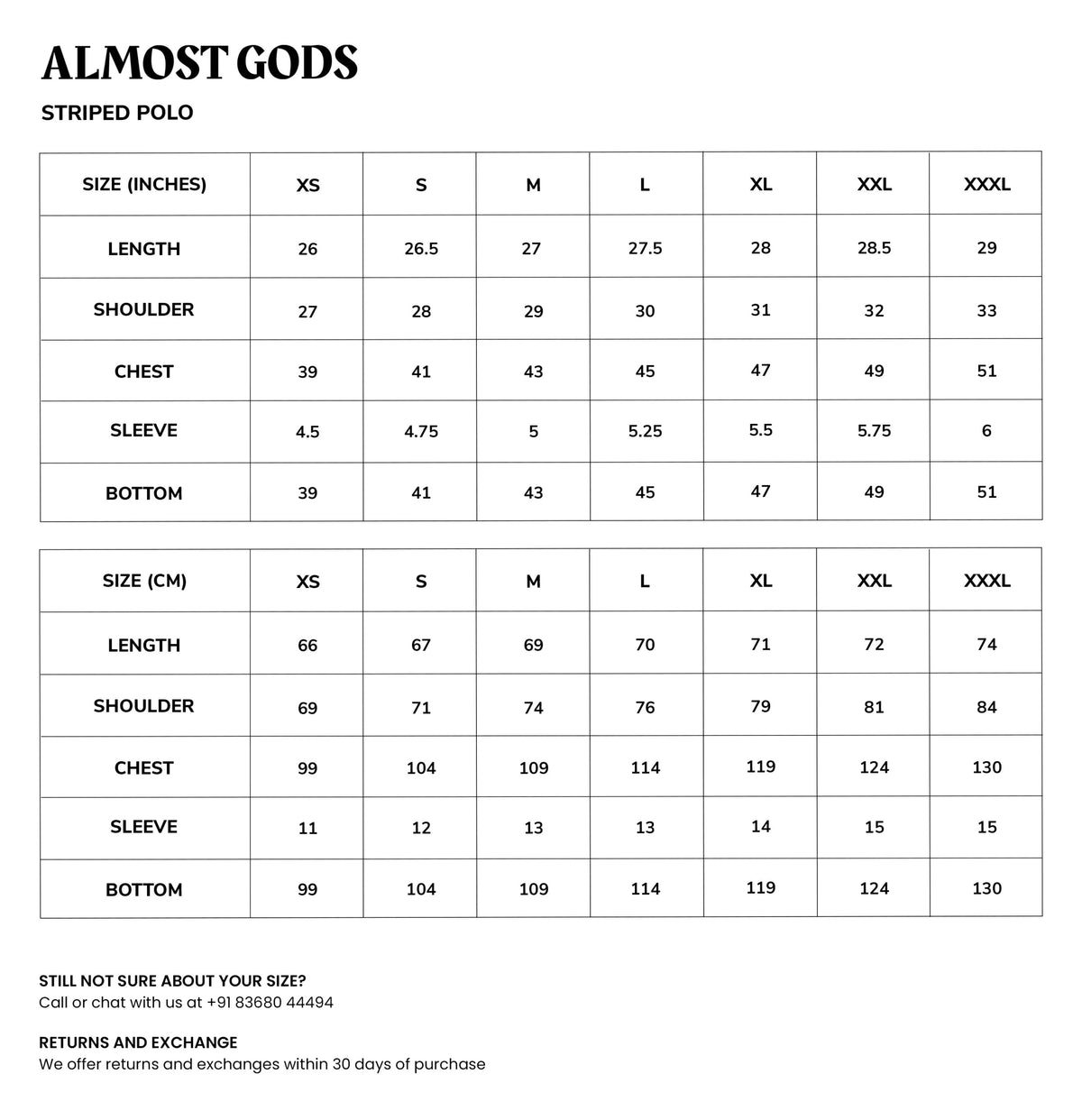 Size chart