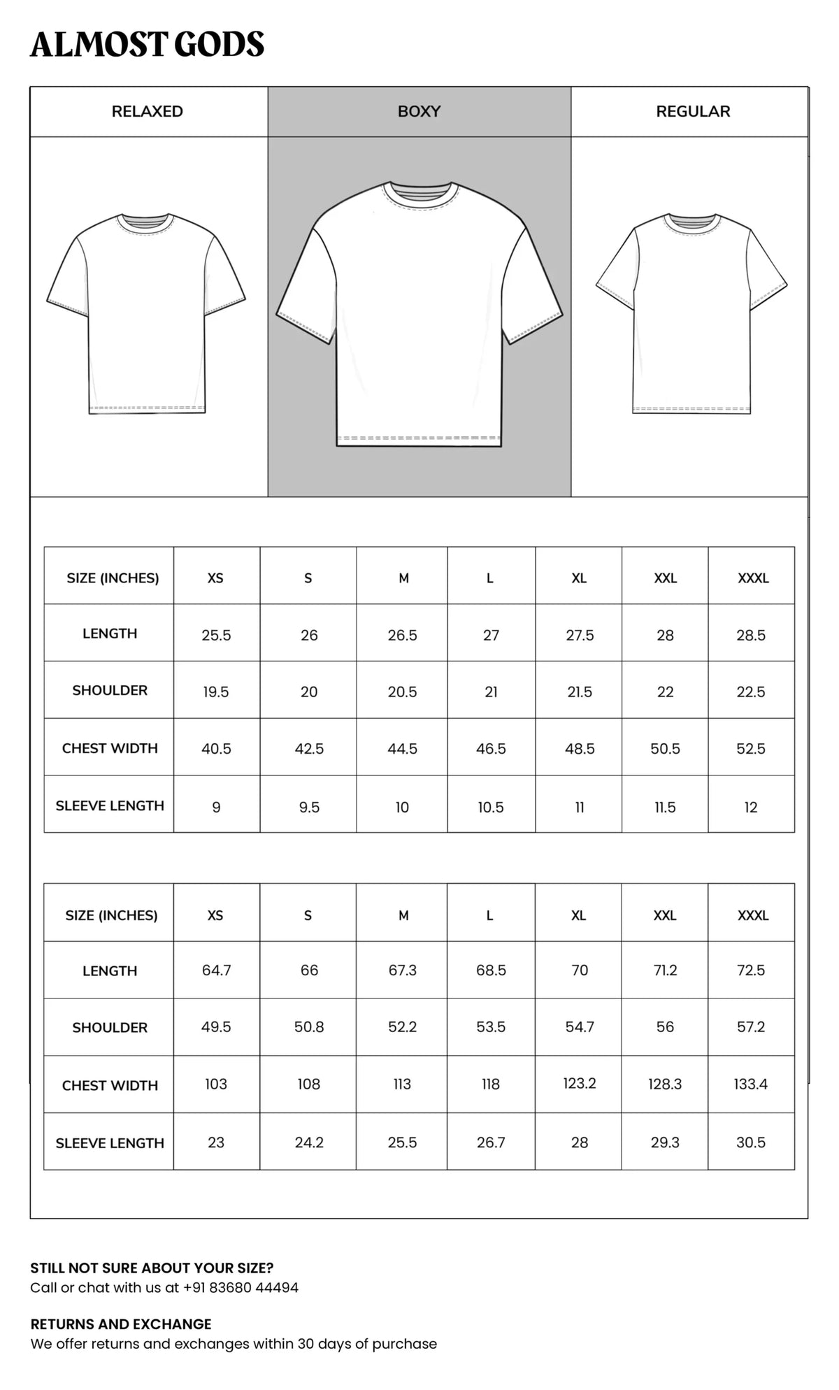 Size chart