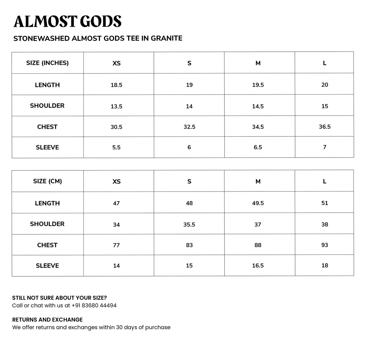 Size chart