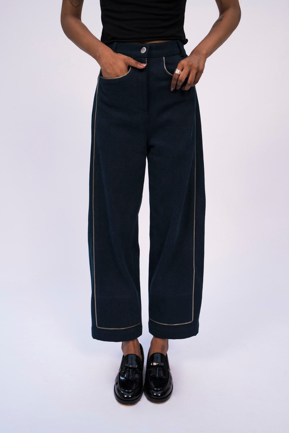 ZIPPER PANEL jeans,bottoms
