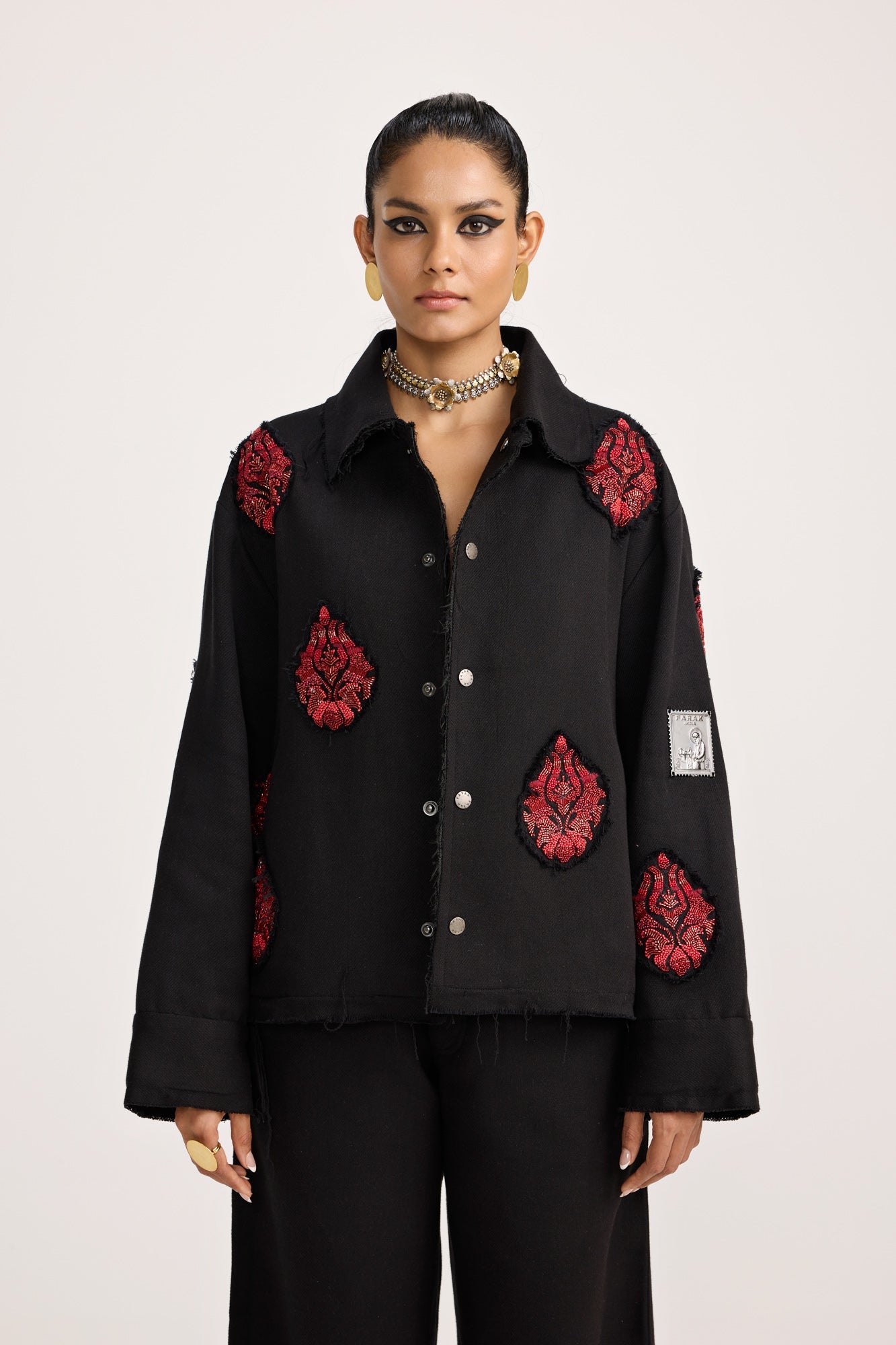 Unisex Hand Embriodered Black - Jacket