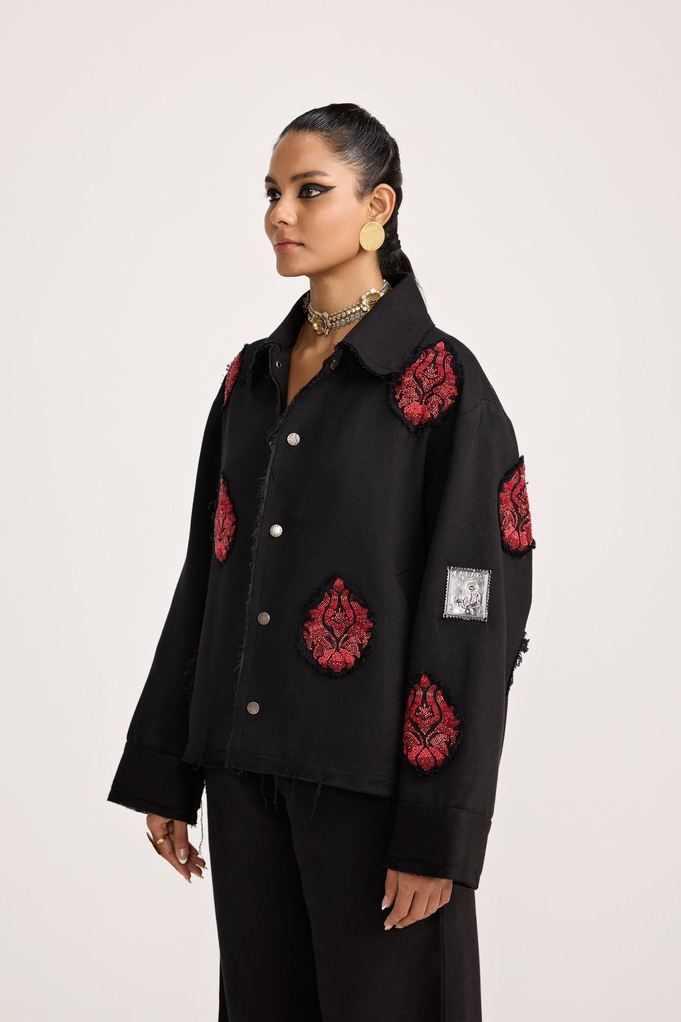 Unisex Hand Embriodered Black - Jacket