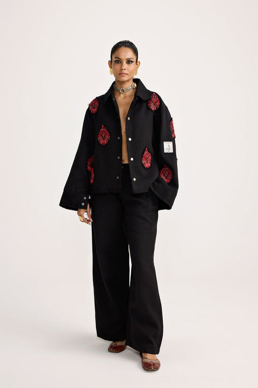 Unisex Hand Embriodered Black - Jacket