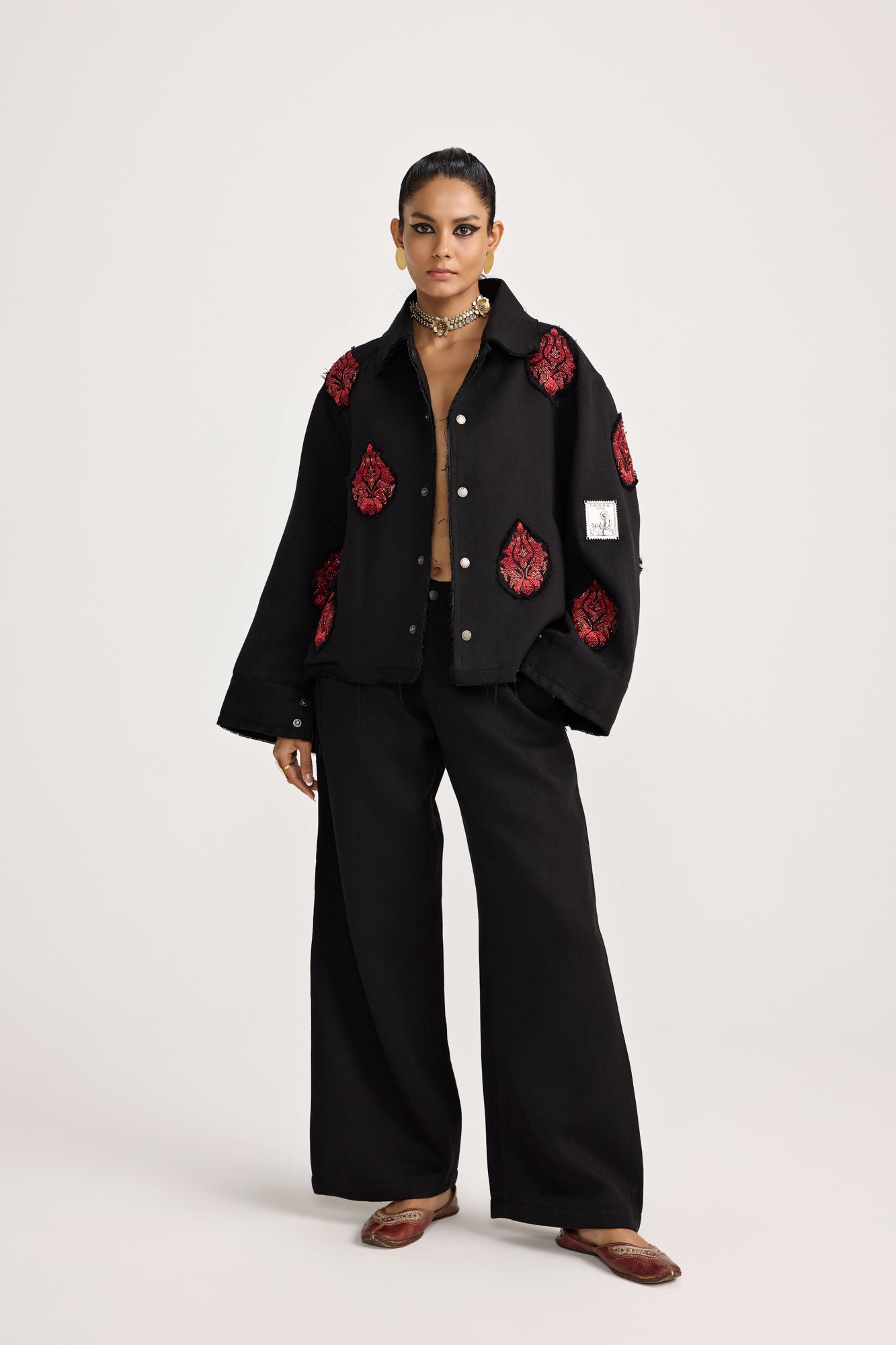 Unisex Hand Embriodered Black - Jacket