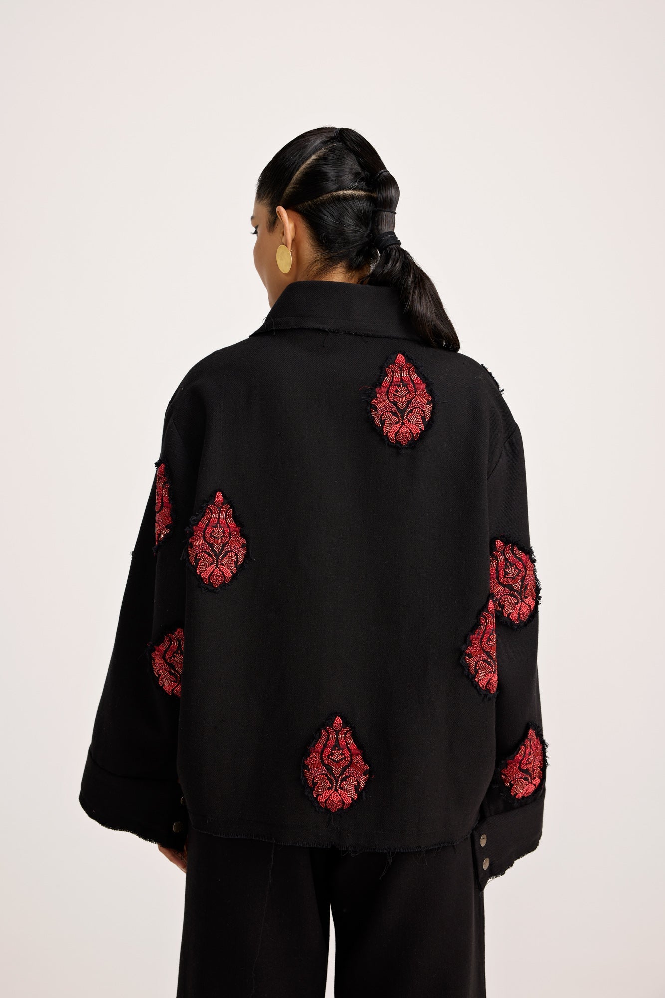 Unisex Hand Embriodered Black - Jacket