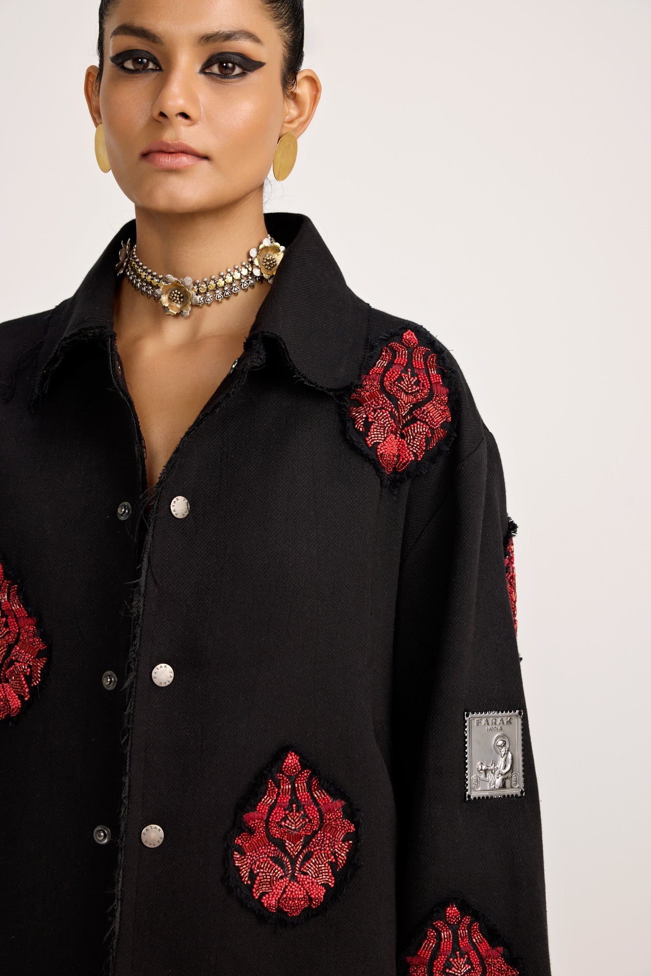 Unisex Hand Embriodered Black - Jacket