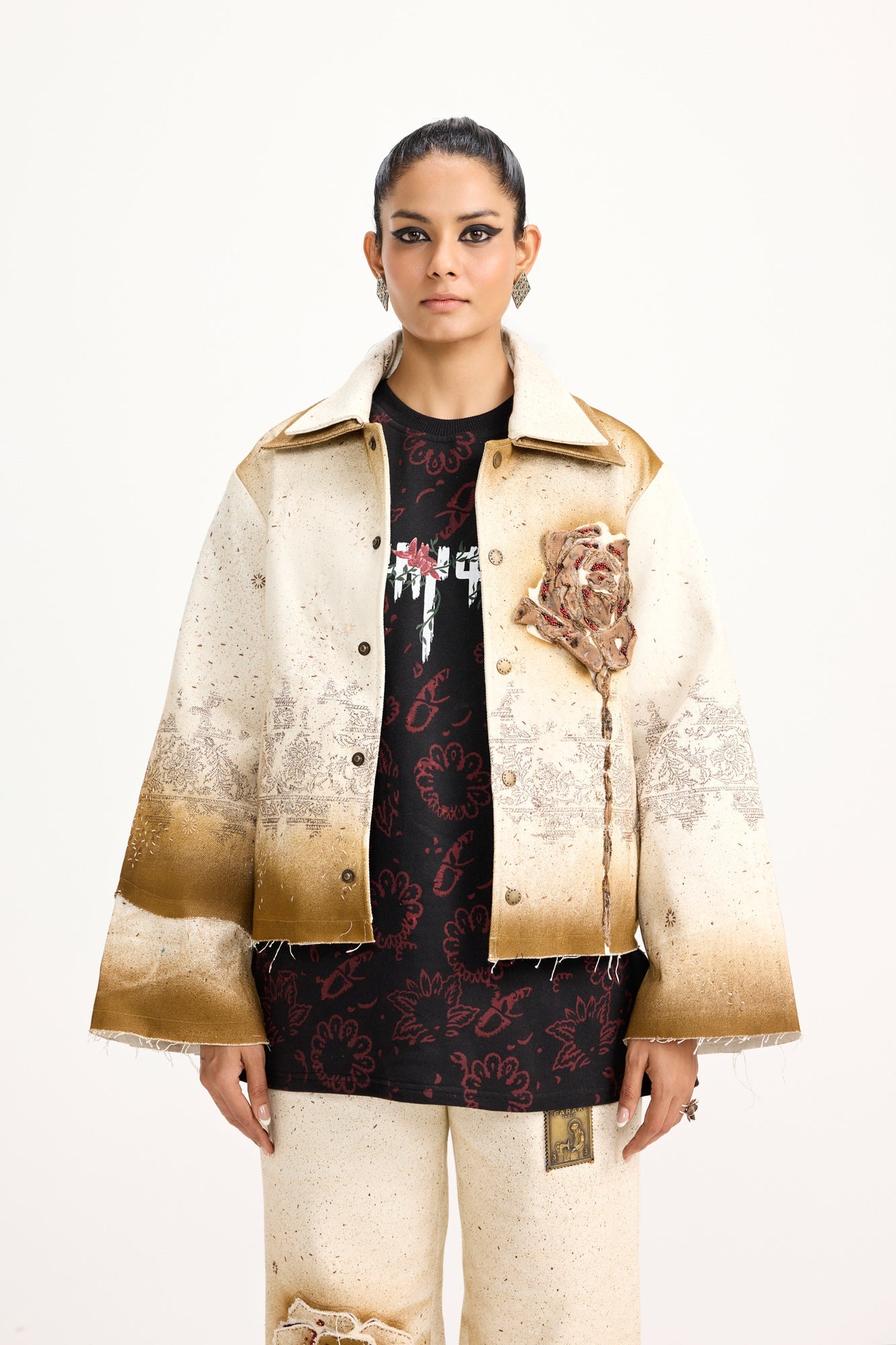 Unisex Burning Flower Handmade - Jacket