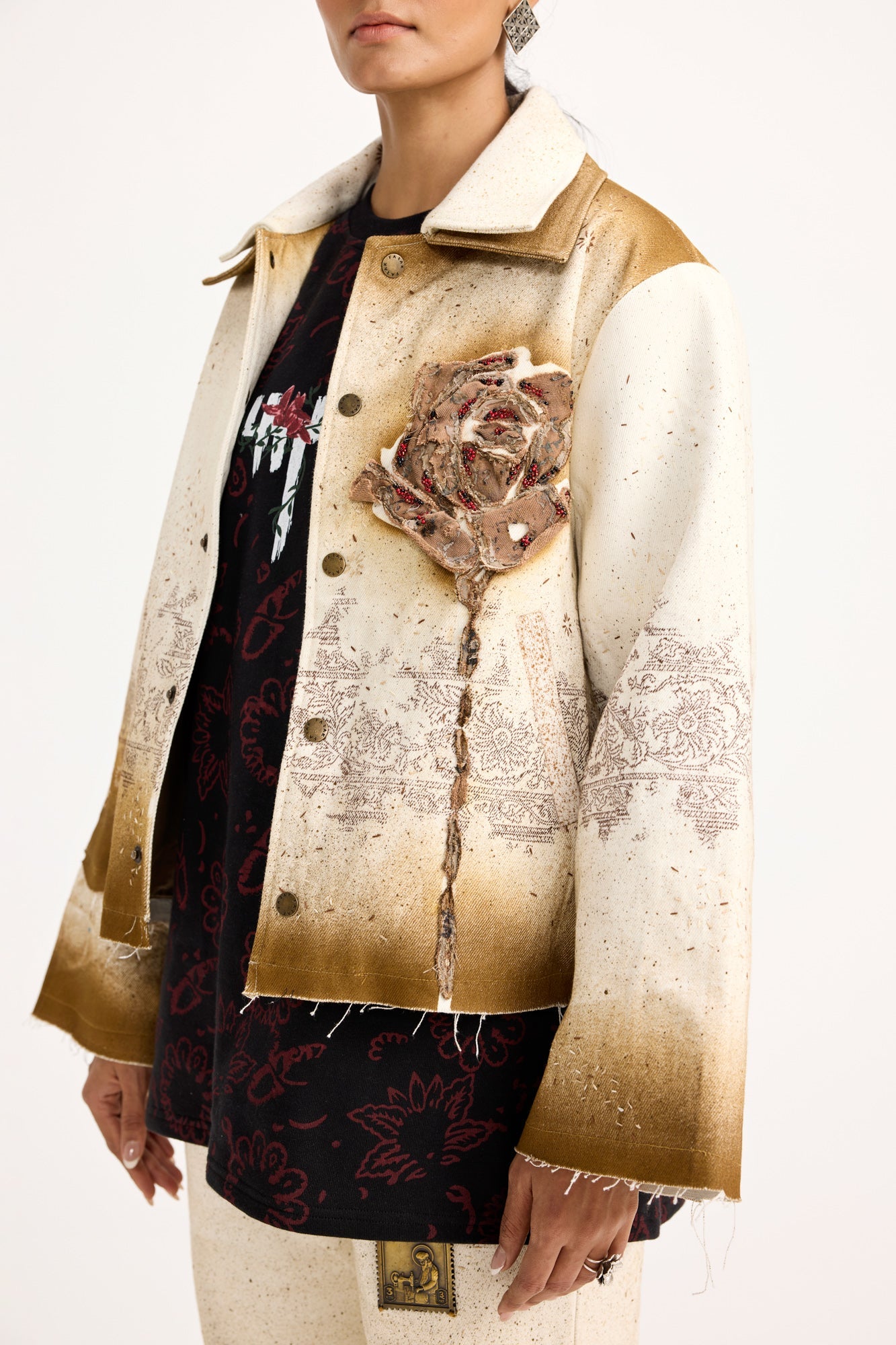 Unisex Burning Flower Handmade - Jacket