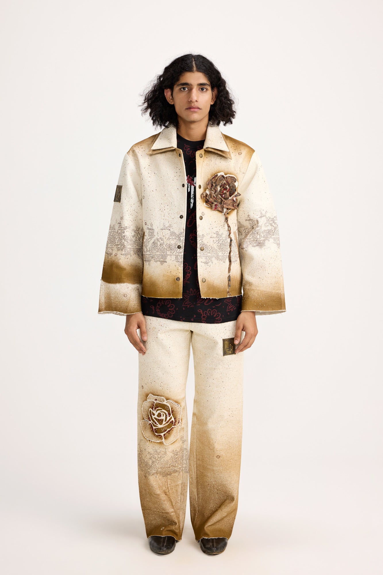 Unisex Burning Flower Handmade - Pants