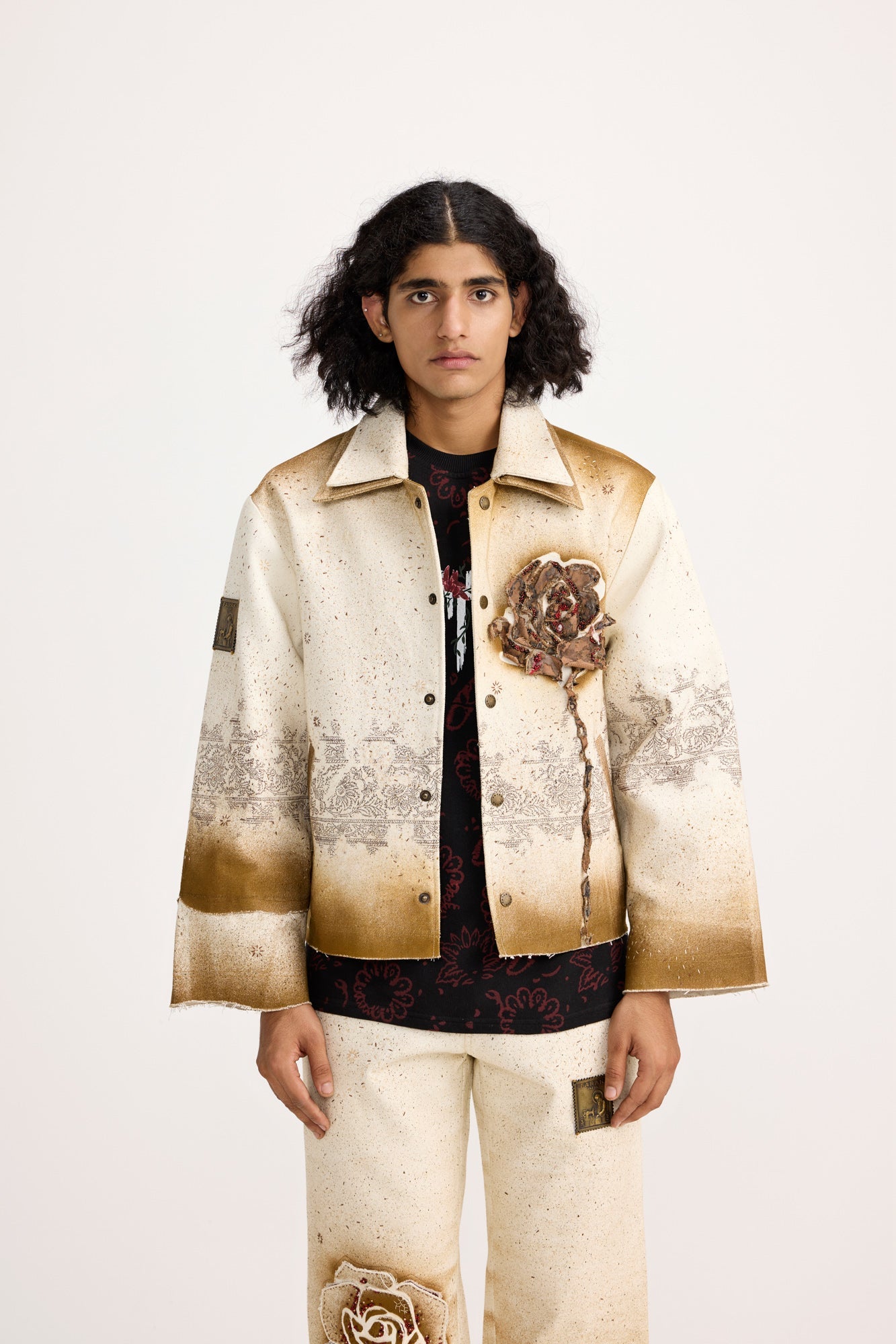 Unisex Burning Flower Handmade - Jacket