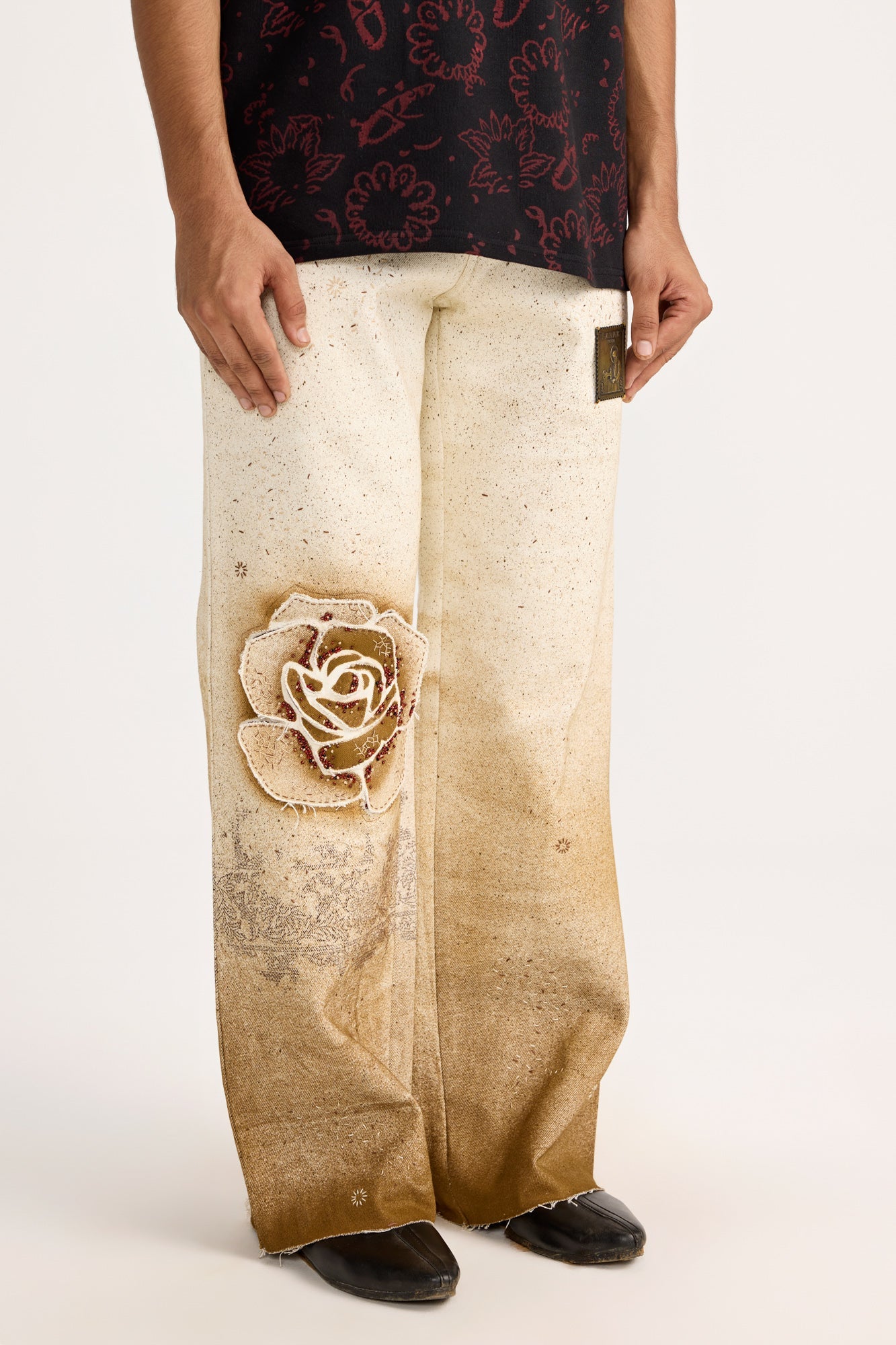 Unisex Burning Flower Handmade - Pants