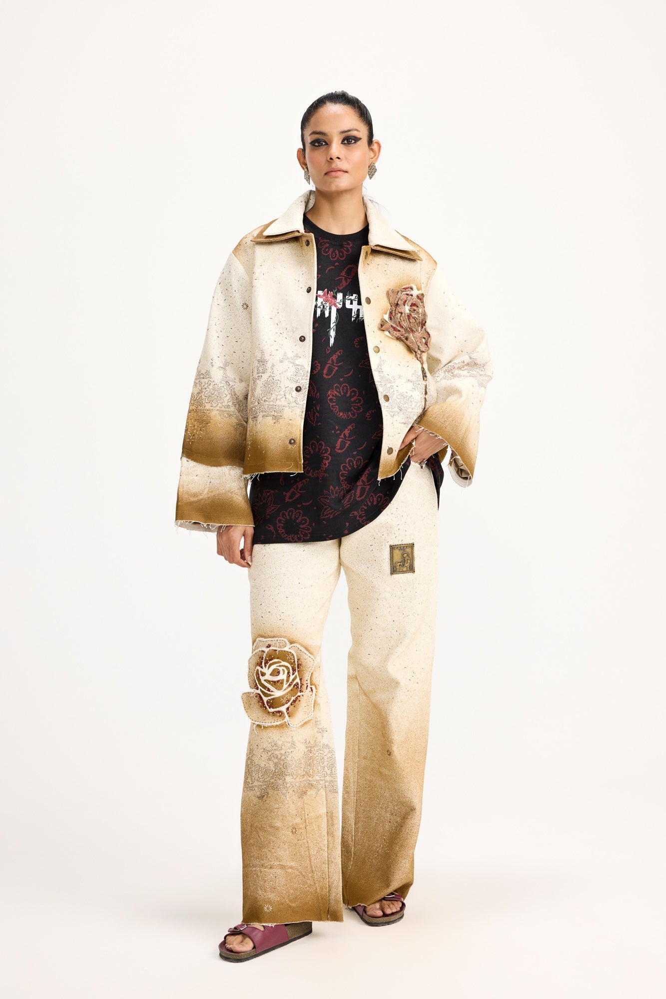 Unisex Burning Flower Handmade - Pants