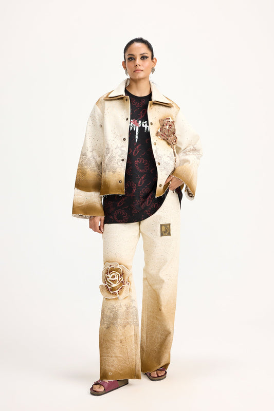 Unisex Burning Flower Handmade - Pants