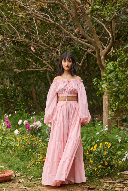 Pink Off-Shoulder Co-ord Set