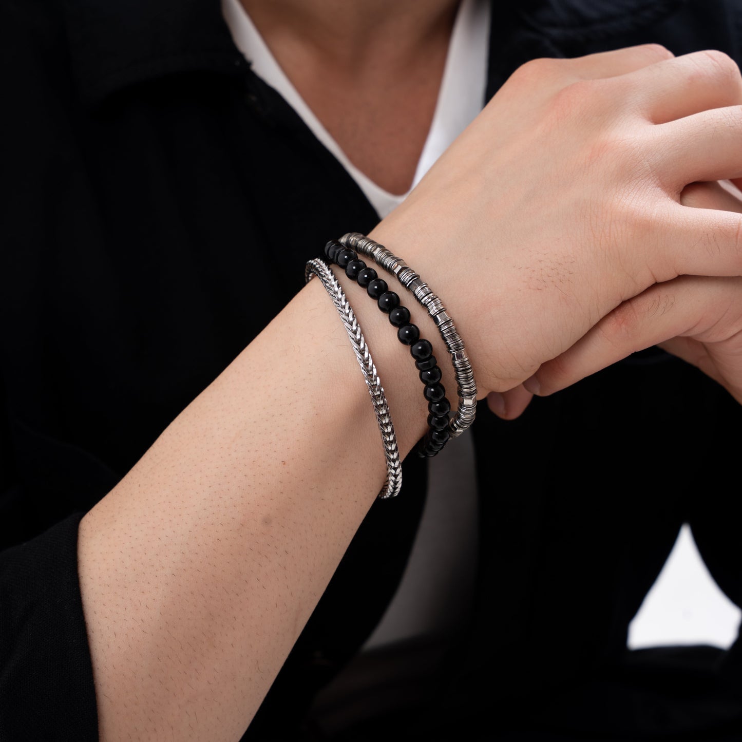 Silver Cascade Bracelet Stack