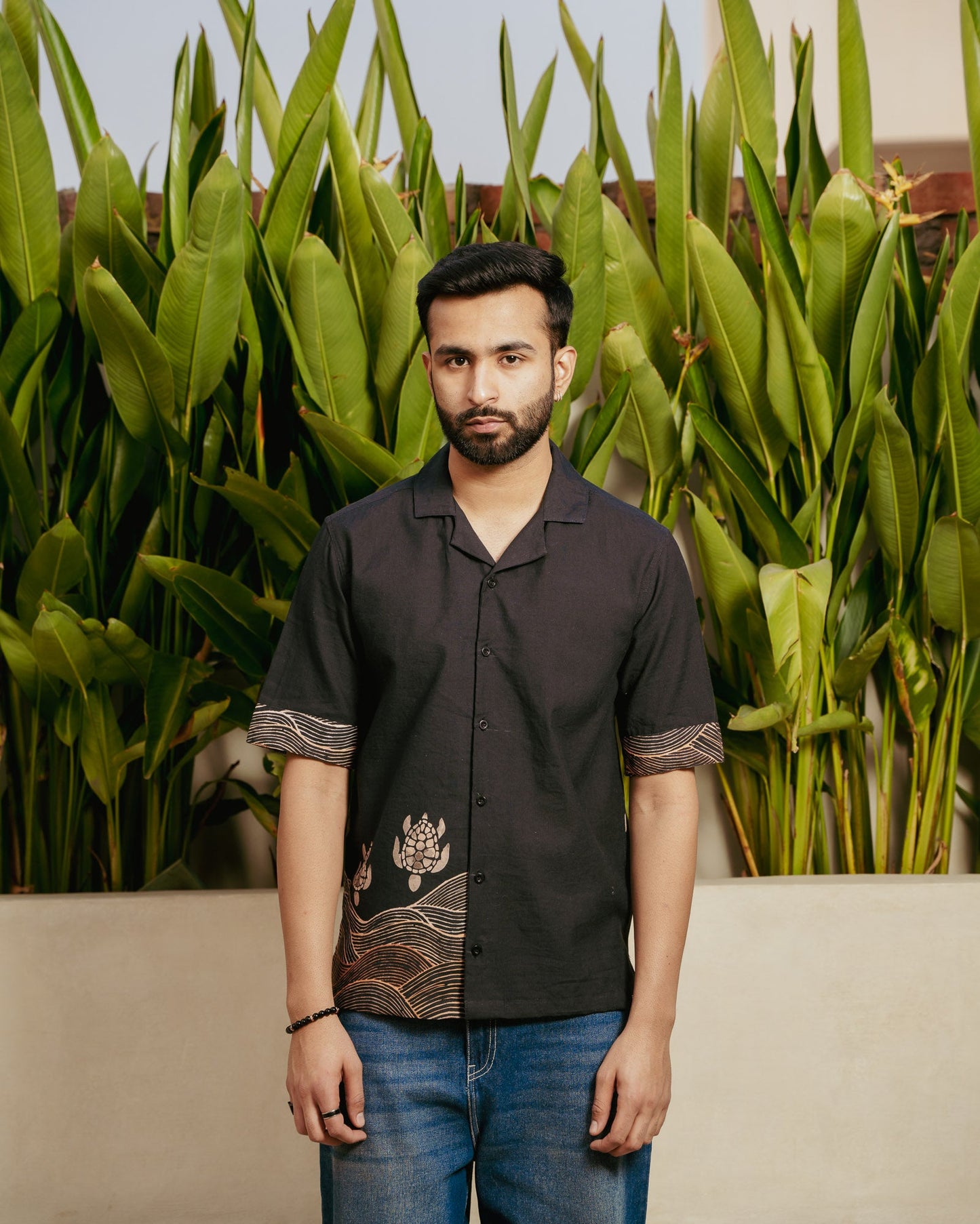 Block Turtle Ebony Side Patch Linen Shirt