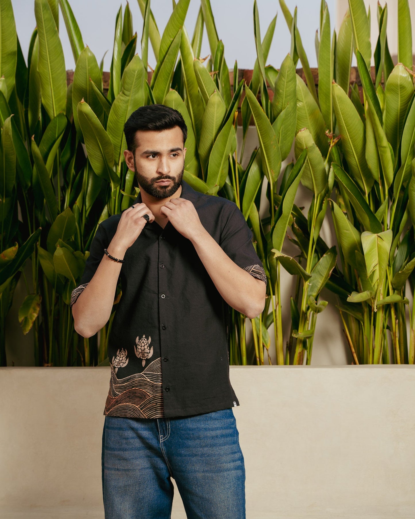 Block Turtle Ebony Side Patch Linen Shirt