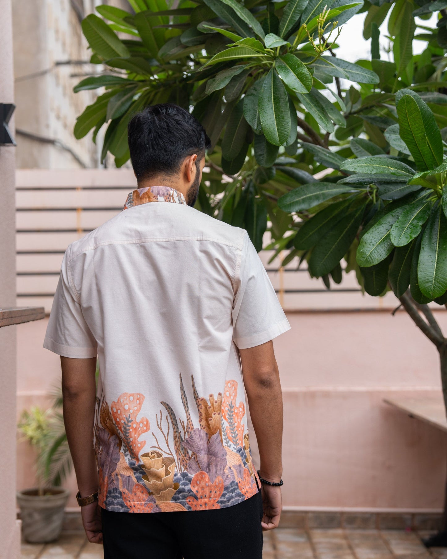 Aquatic Plant Ivory Side Patch Shirt