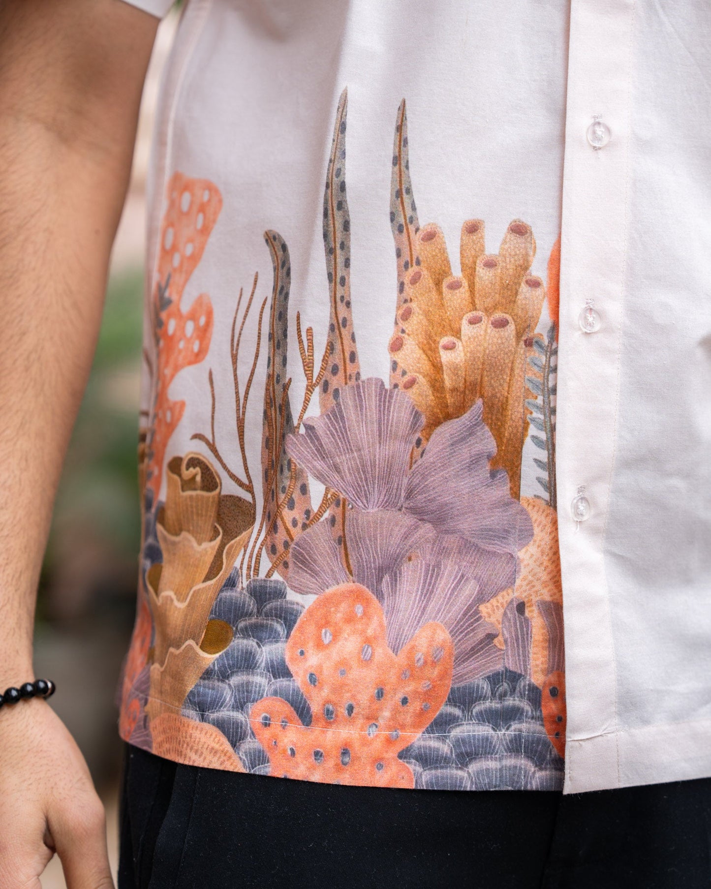 Aquatic Plant Ivory Side Patch Shirt