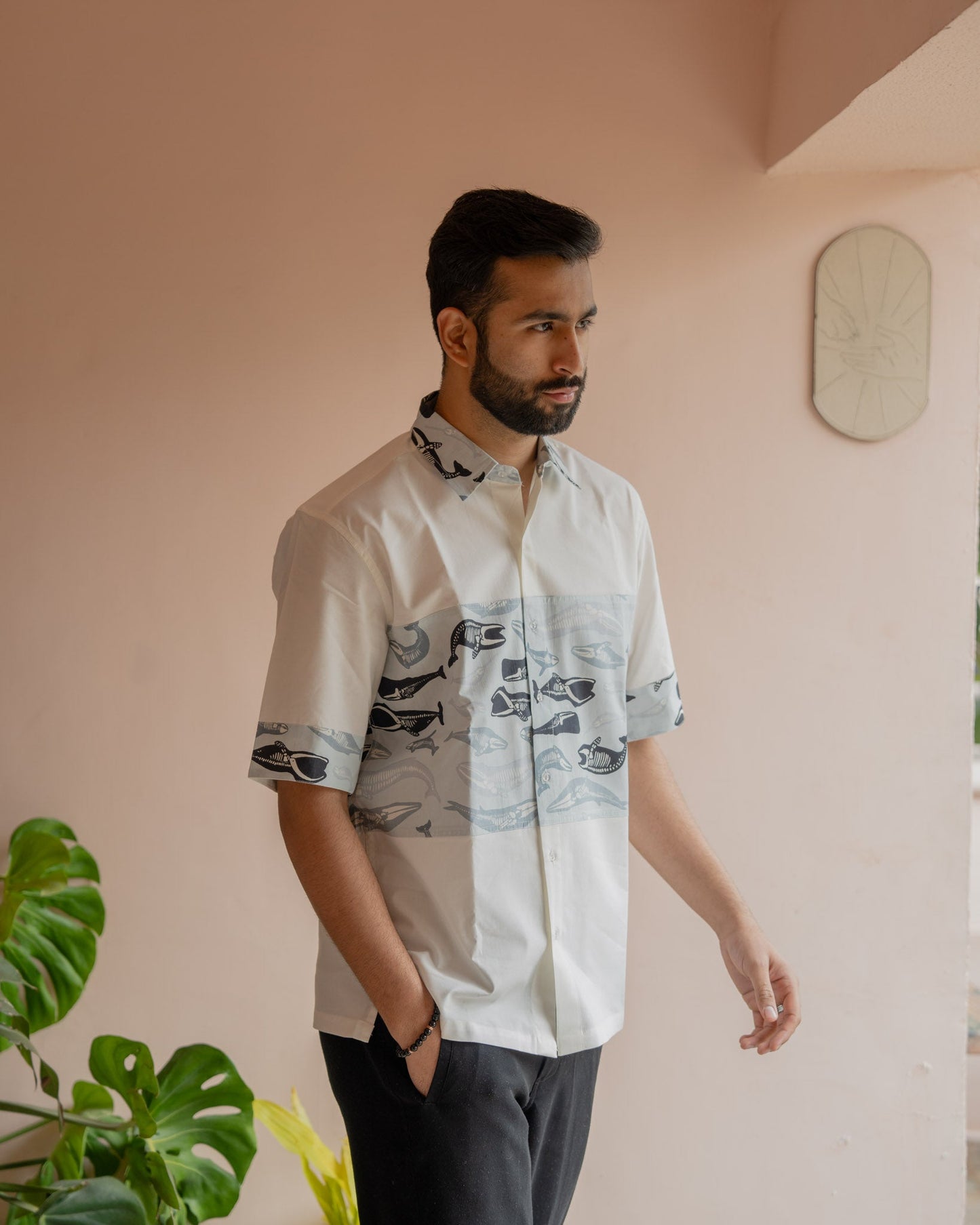 Skeleton Fish Sky Middle Patch Shirt