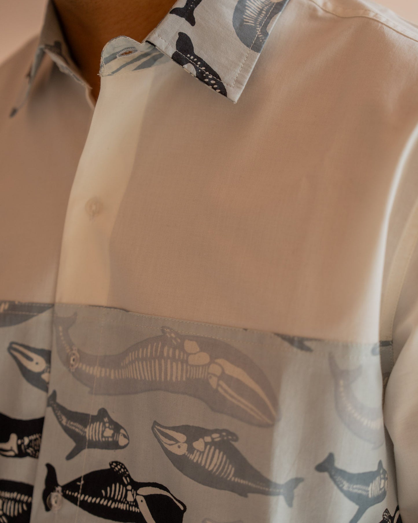 Skeleton Fish Sky Middle Patch Shirt