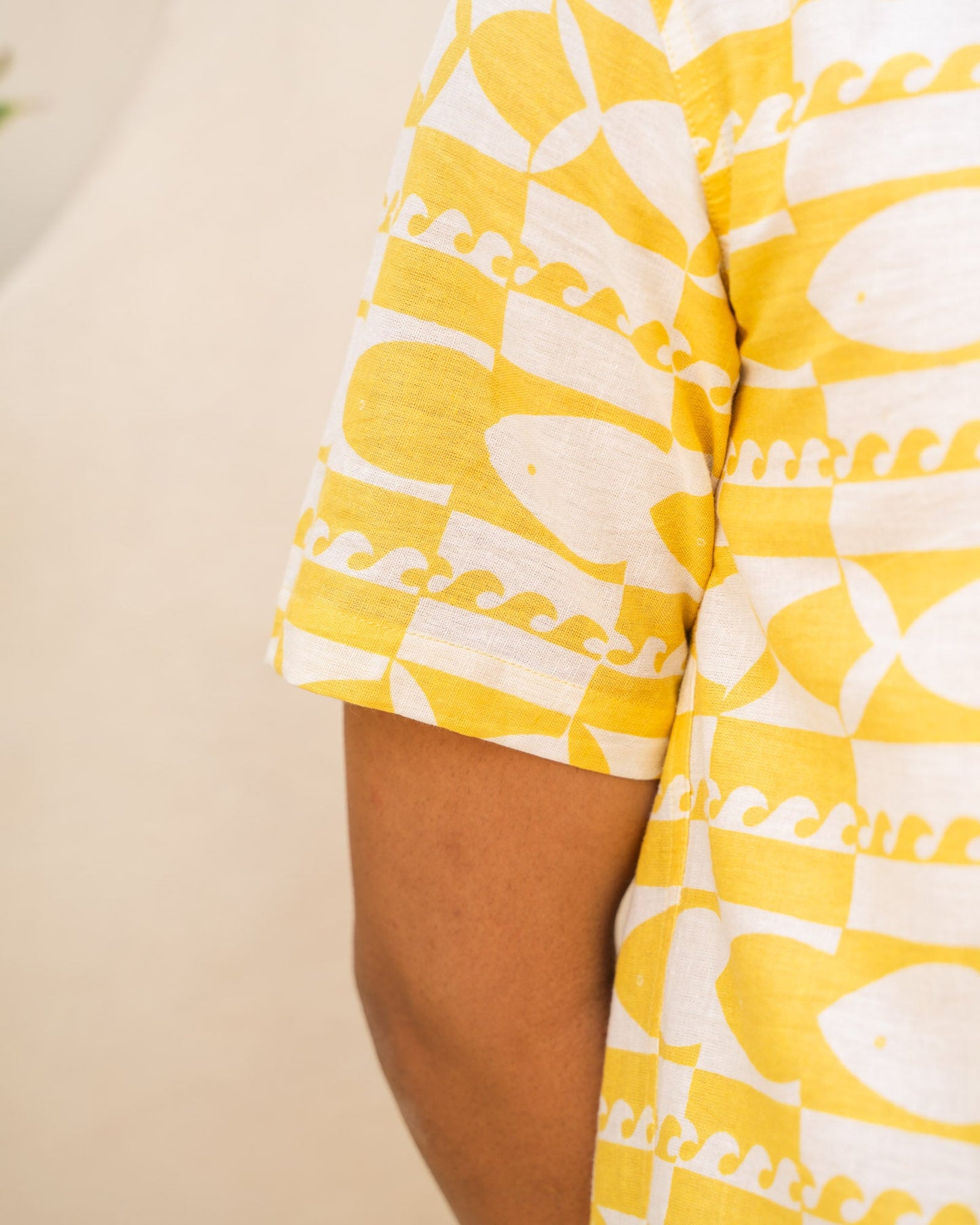 Funky Fish Half and Half Lemon Linen Shirt