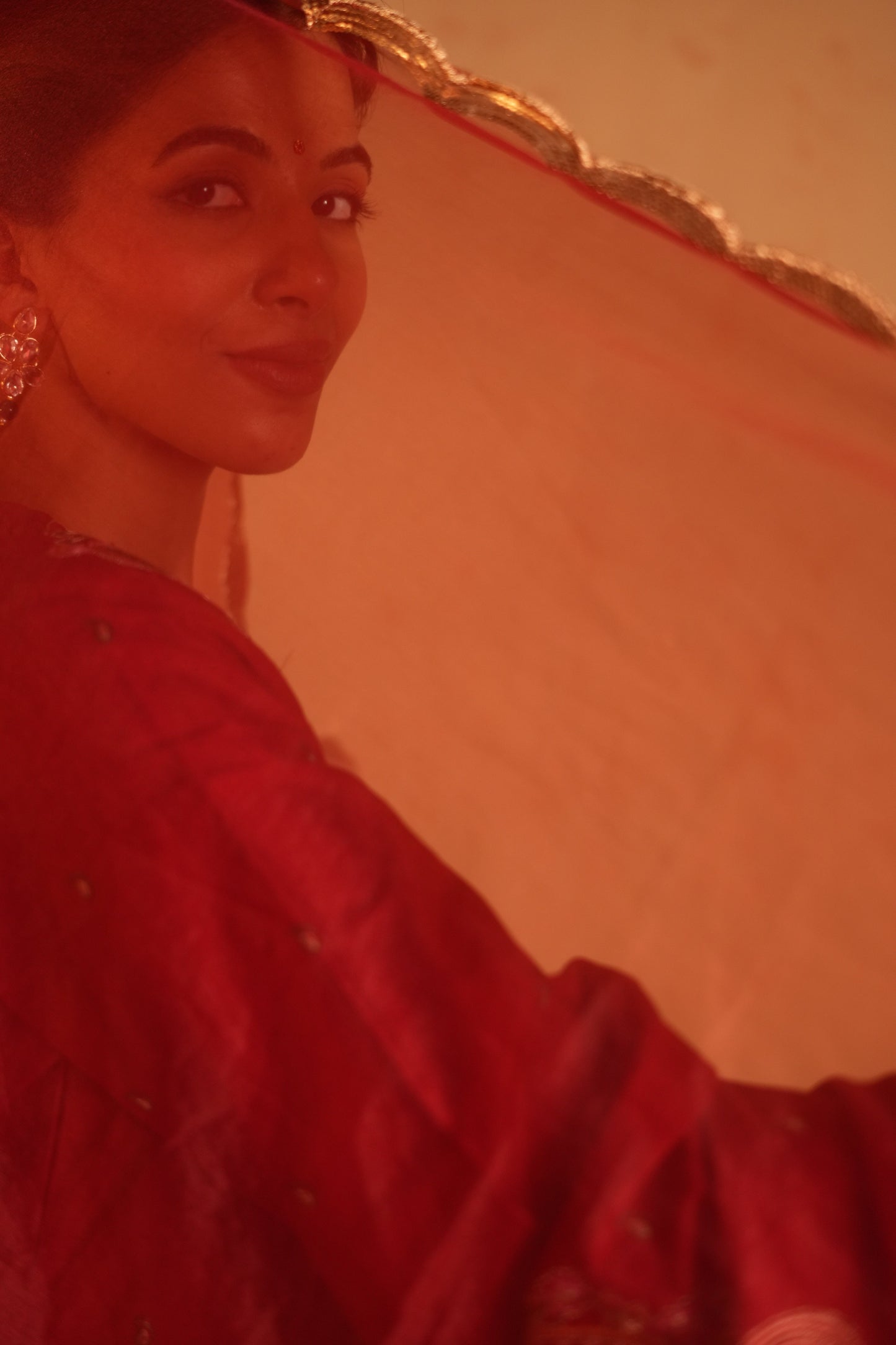 Red Lawn Embroidered Kurta Set With Dupatta